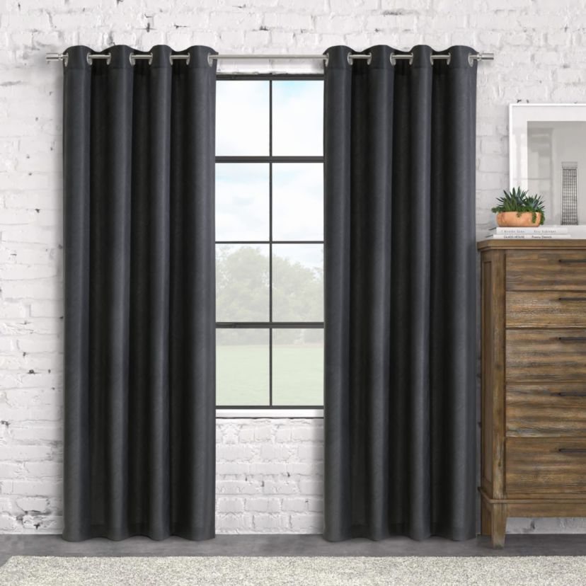 Abstract Light Filtering Grommet Curtain Panel 52 x 63 in Charcoal