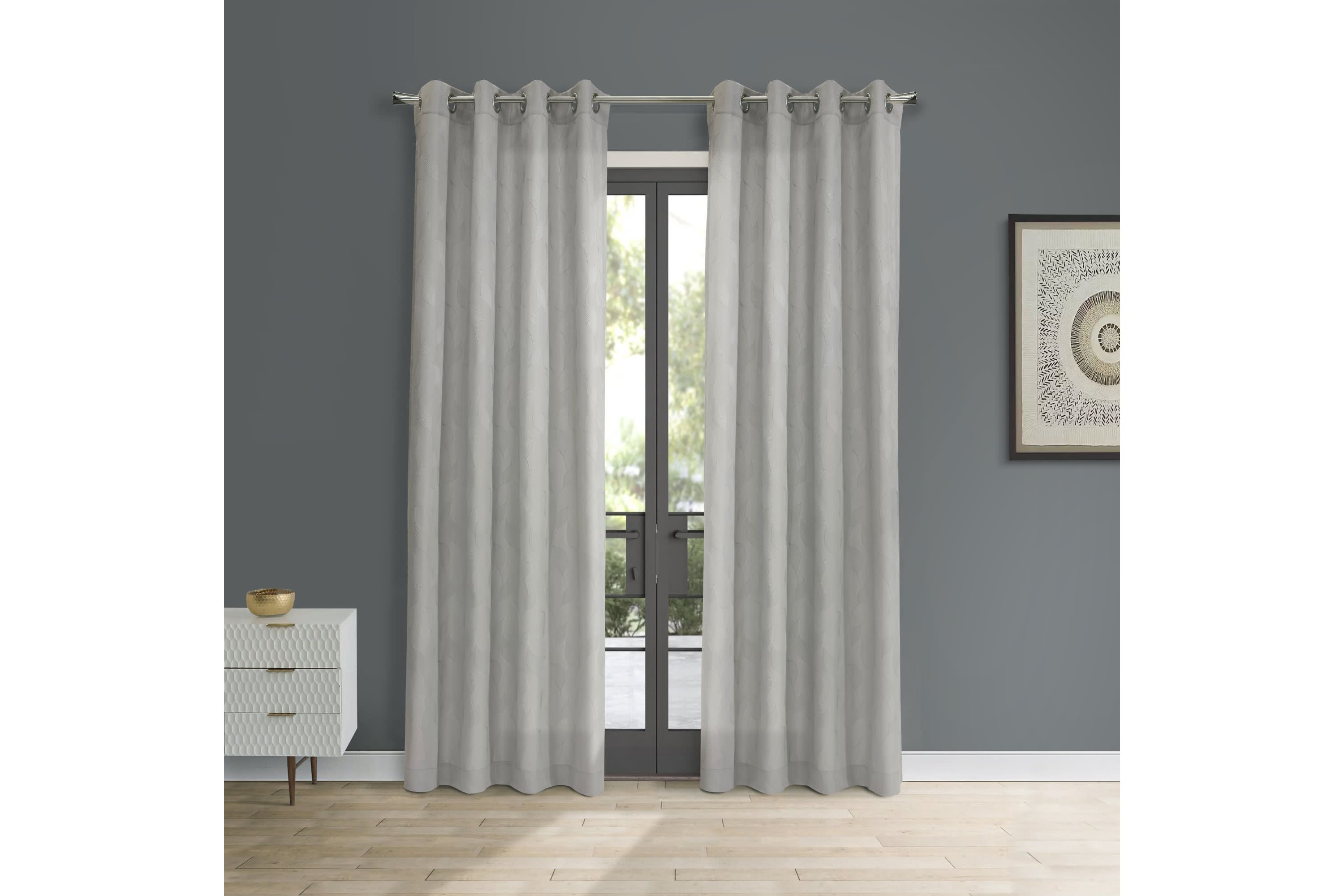 Corsica Light Filtering Grommet Curtain Panel 52 x 84 in Grey