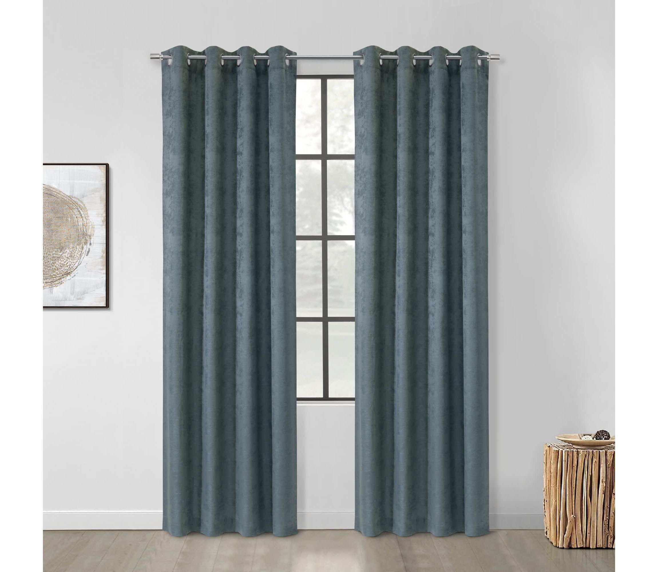 Portland Light Filtering Grommet Curtain Panel 52 x 95 in Steel Blue