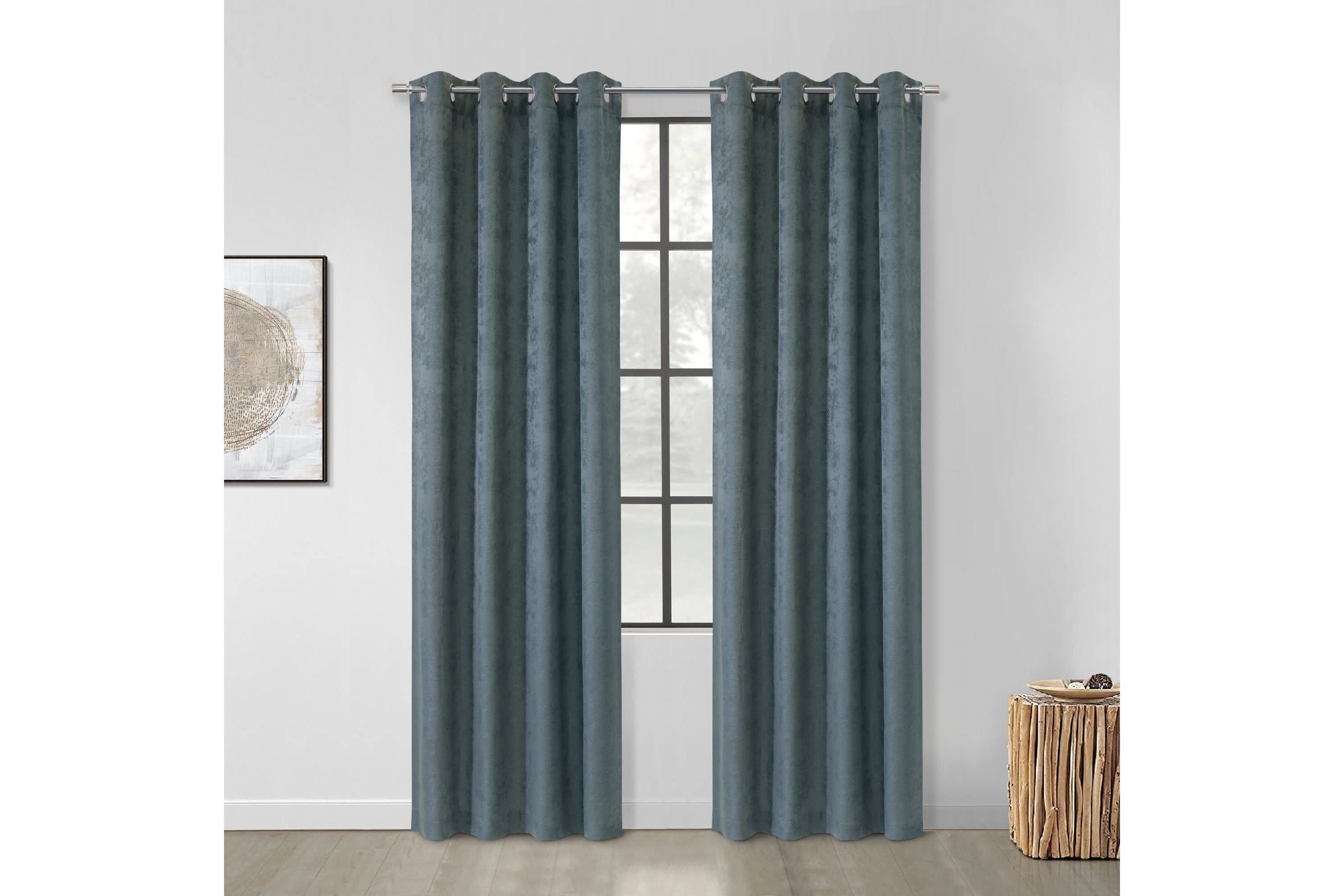 Portland Light Filtering Grommet Curtain Panel 52 x 108 in Steel Blue