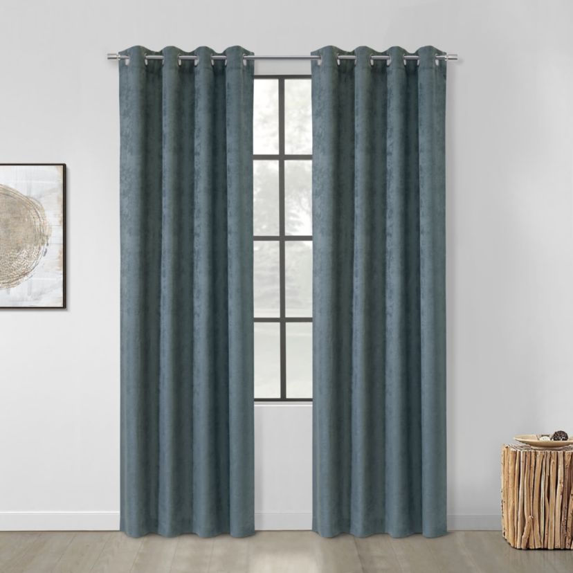 Portland Light Filtering Grommet Curtain Panel 52 x 108 in Steel Blue
