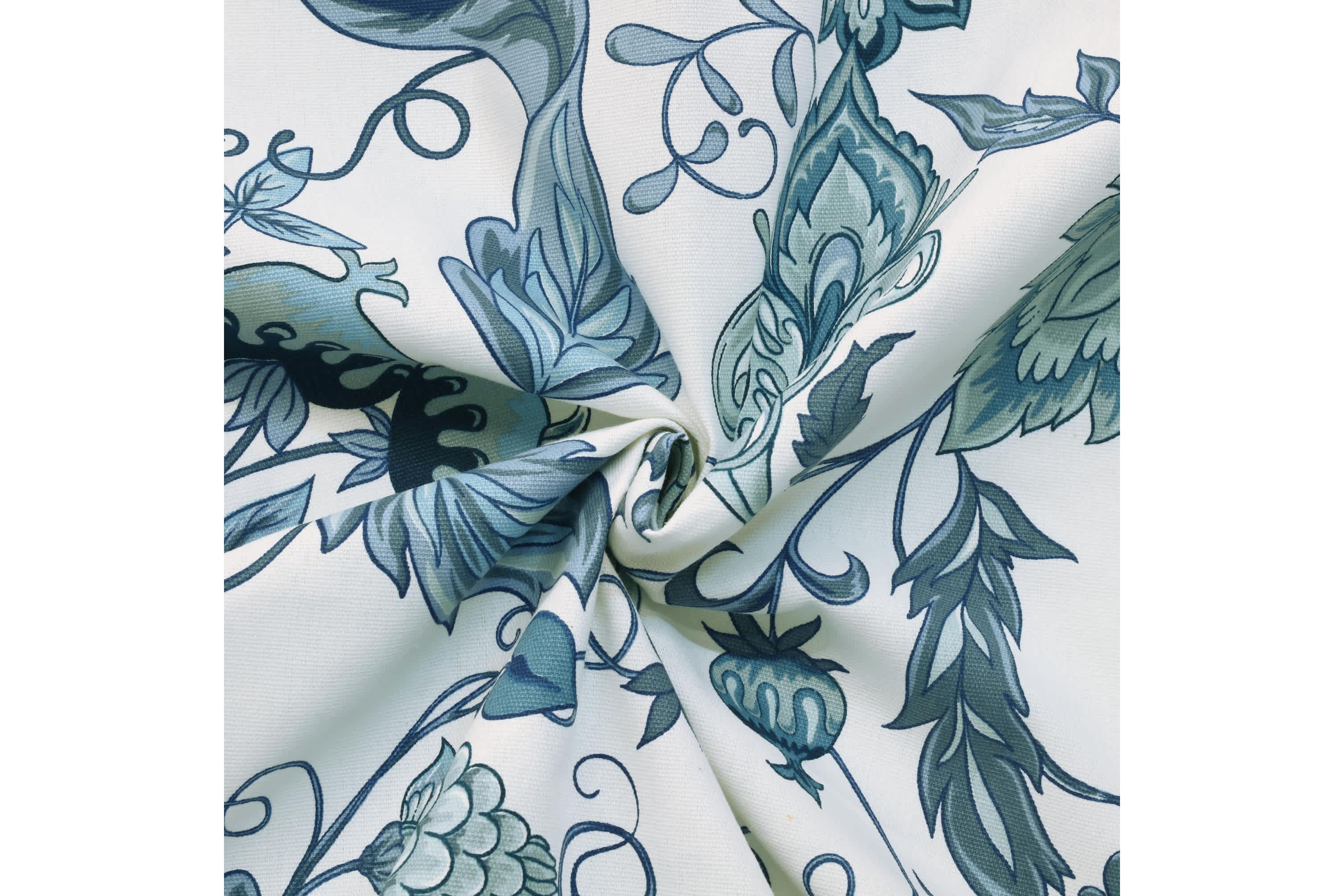 Jacobean Garden Light Filtering Dual Header Curtain Panel 52 x 95 in Blue