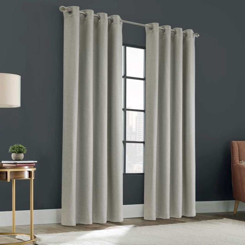 Zoey Room Darkening Grommet Curtain Panel 52 x 84 in Grey