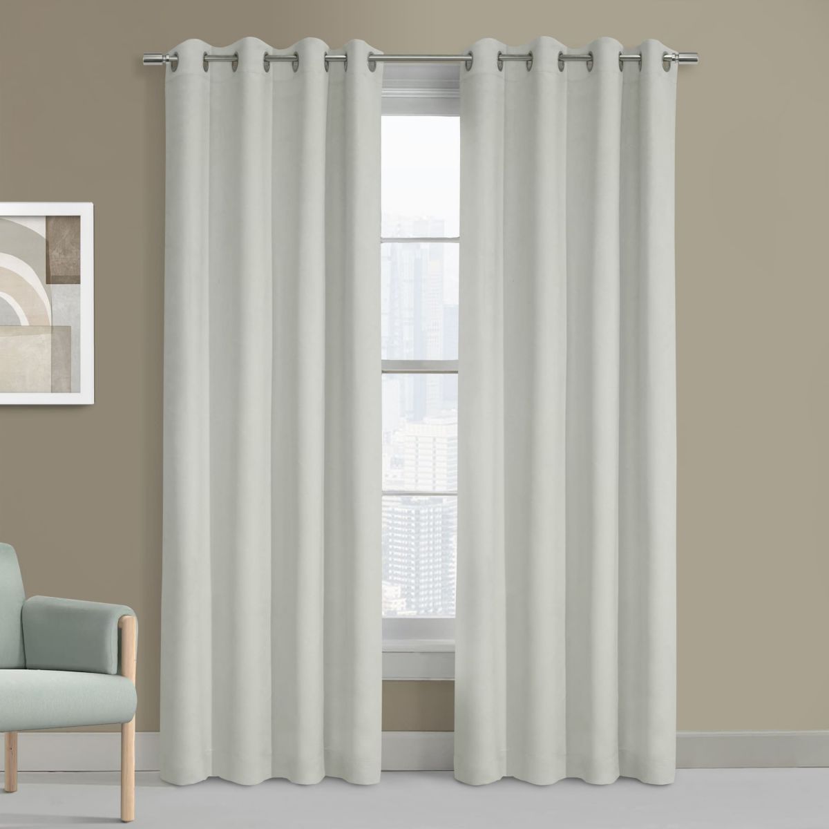 Navar Blackout Grommet Curtain Panel 54 x 63 in White