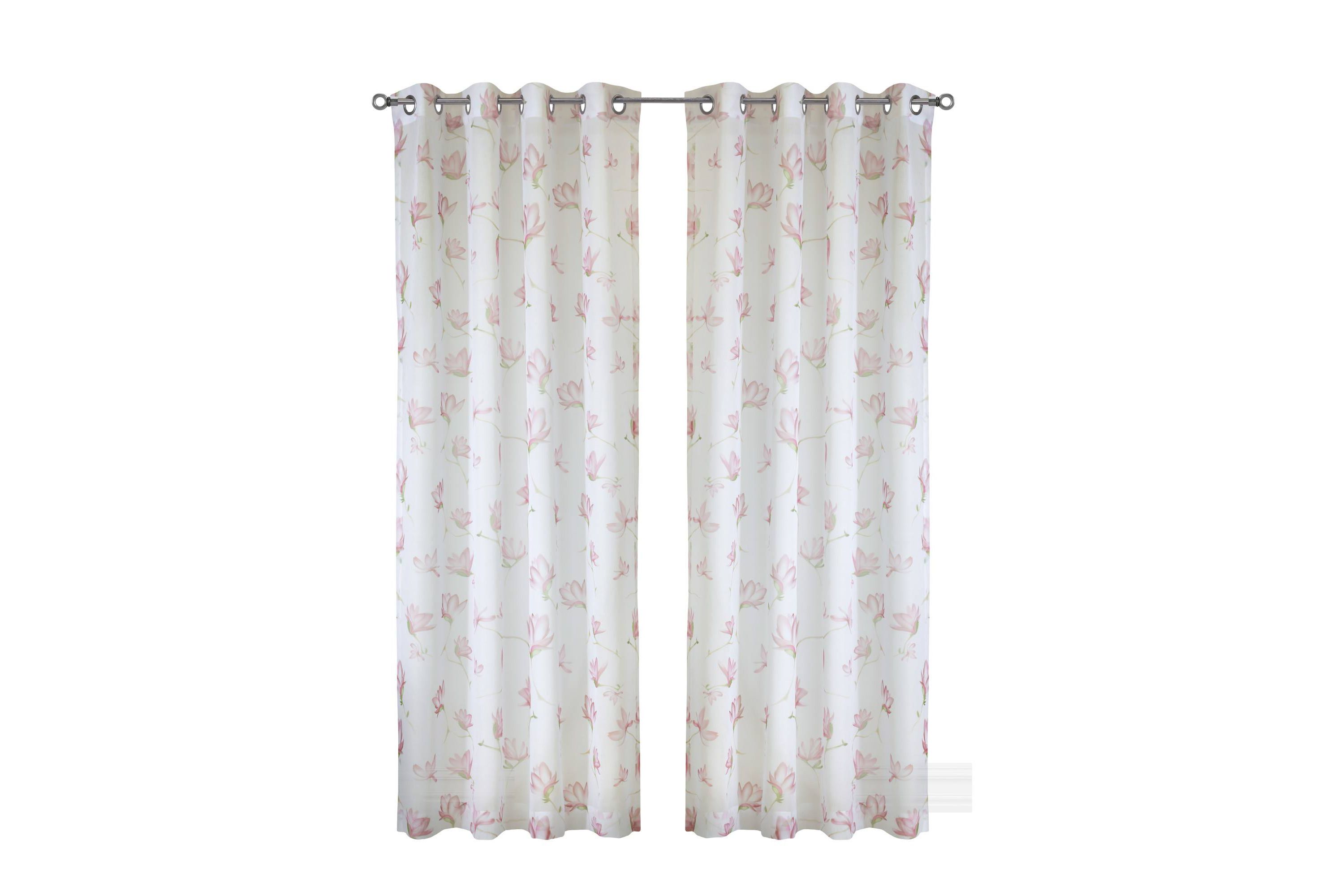 Magnolia Light Filtering Grommet Curtain Panel 52 x 108 in White Pink