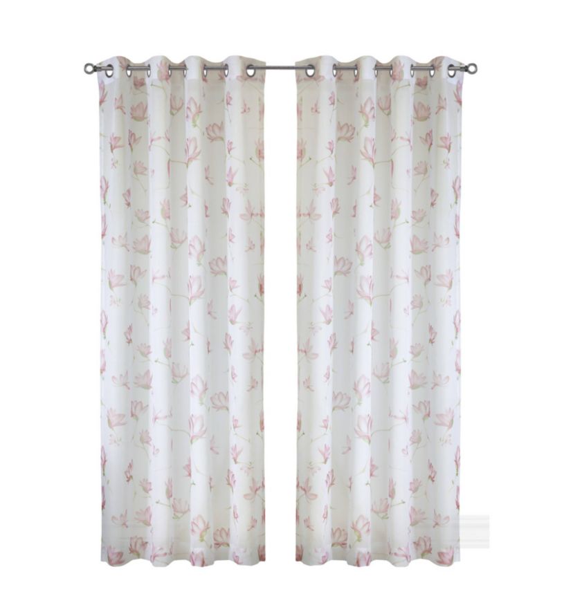Magnolia Light Filtering Grommet Curtain Panel 52 x 108 in White Pink
