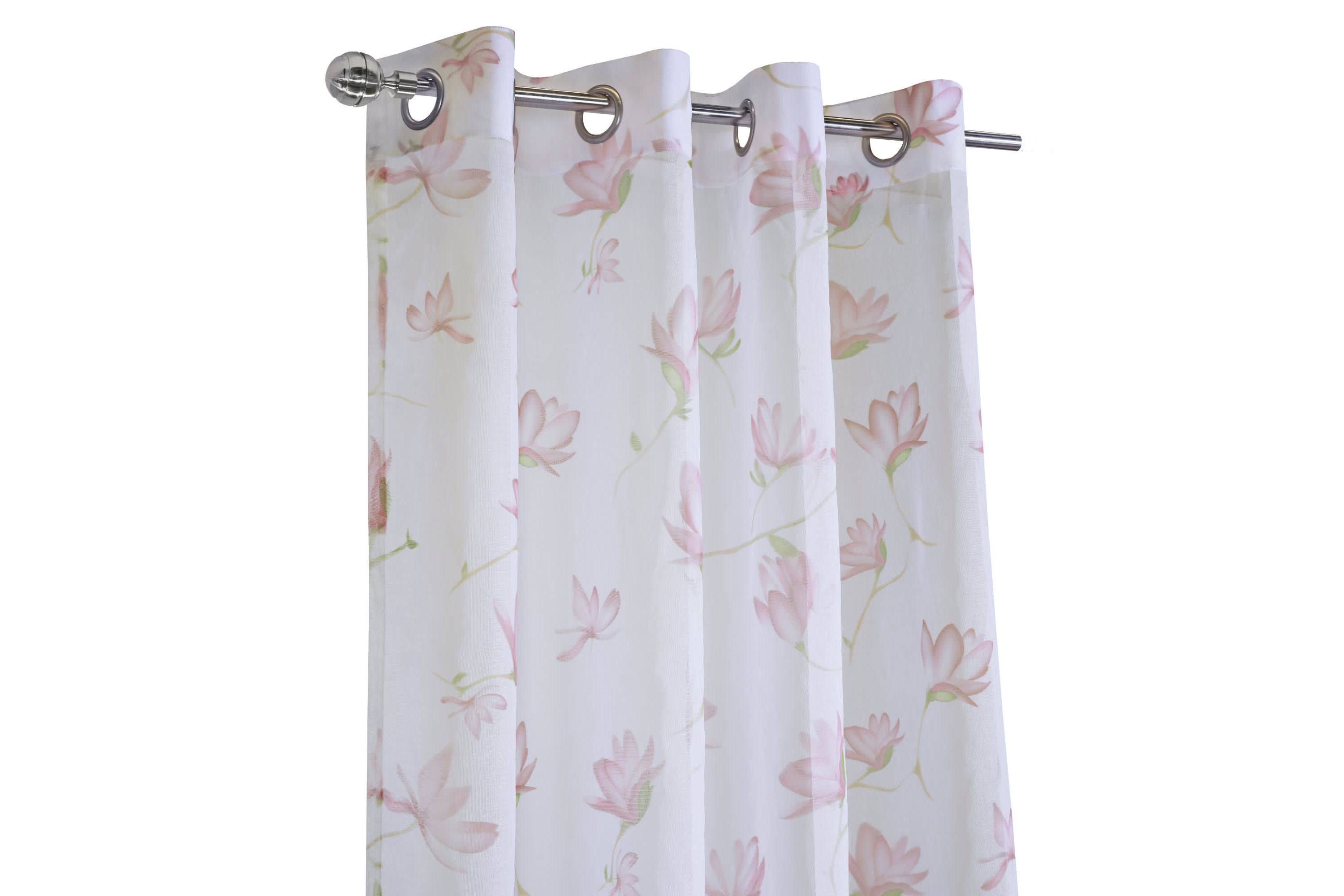 Magnolia Light Filtering Grommet Curtain Panel 52 x 108 in White Pink