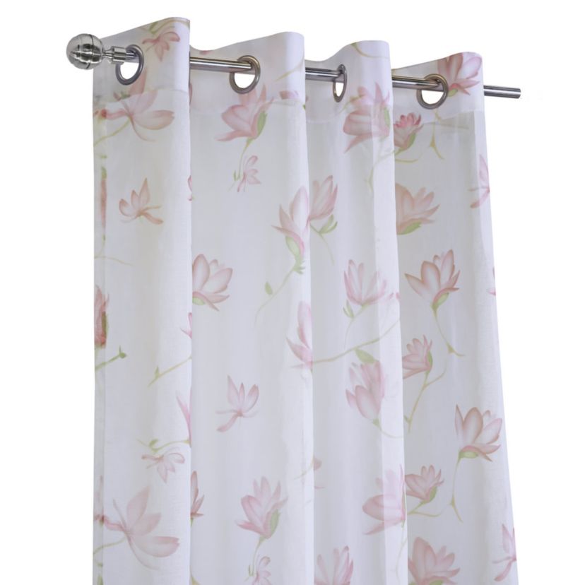 Magnolia Light Filtering Grommet Curtain Panel 52 x 108 in White Pink