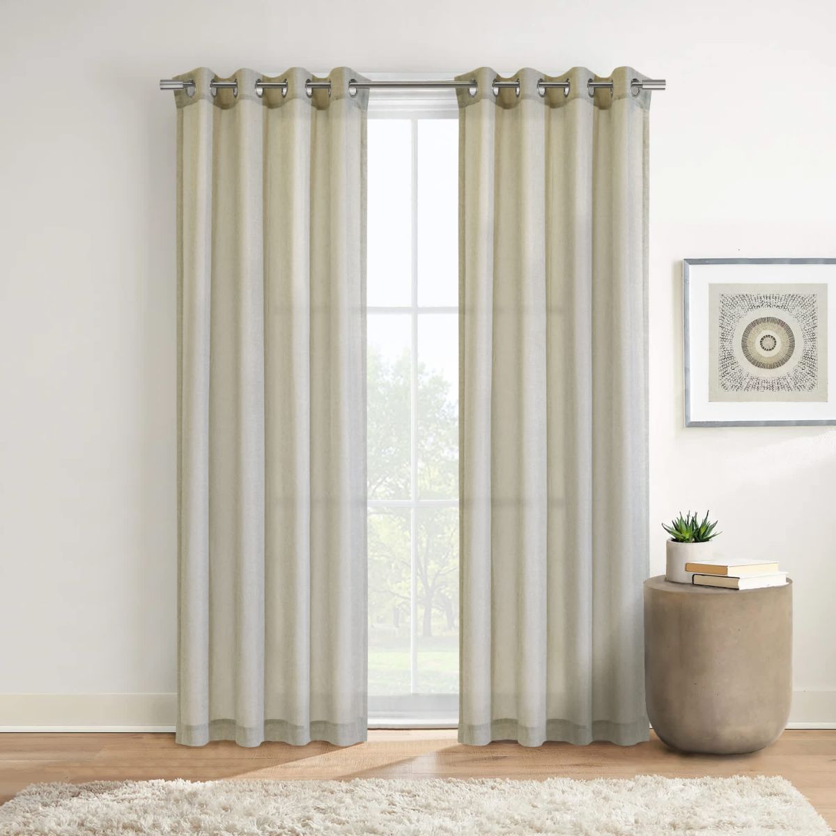Limbourg Light Filtering Grommet Curtain Panel 52 x 108 in Linen