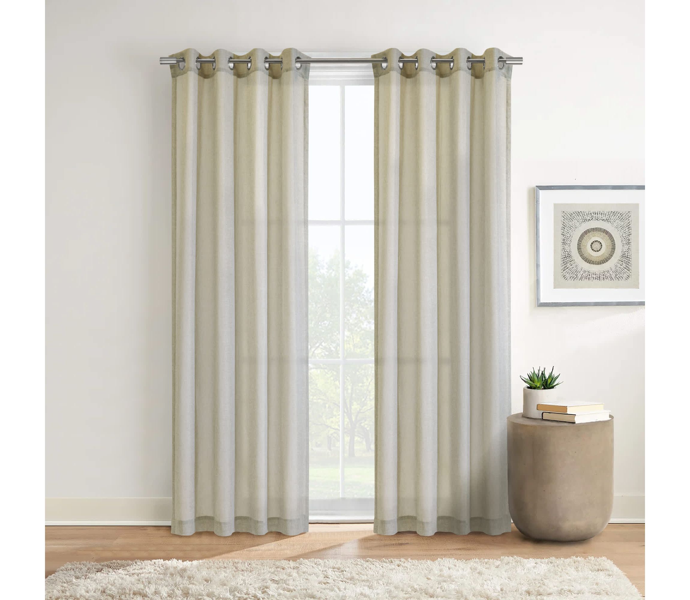 Limbourg Light Filtering Grommet Curtain Panel 52 x 108 in Linen