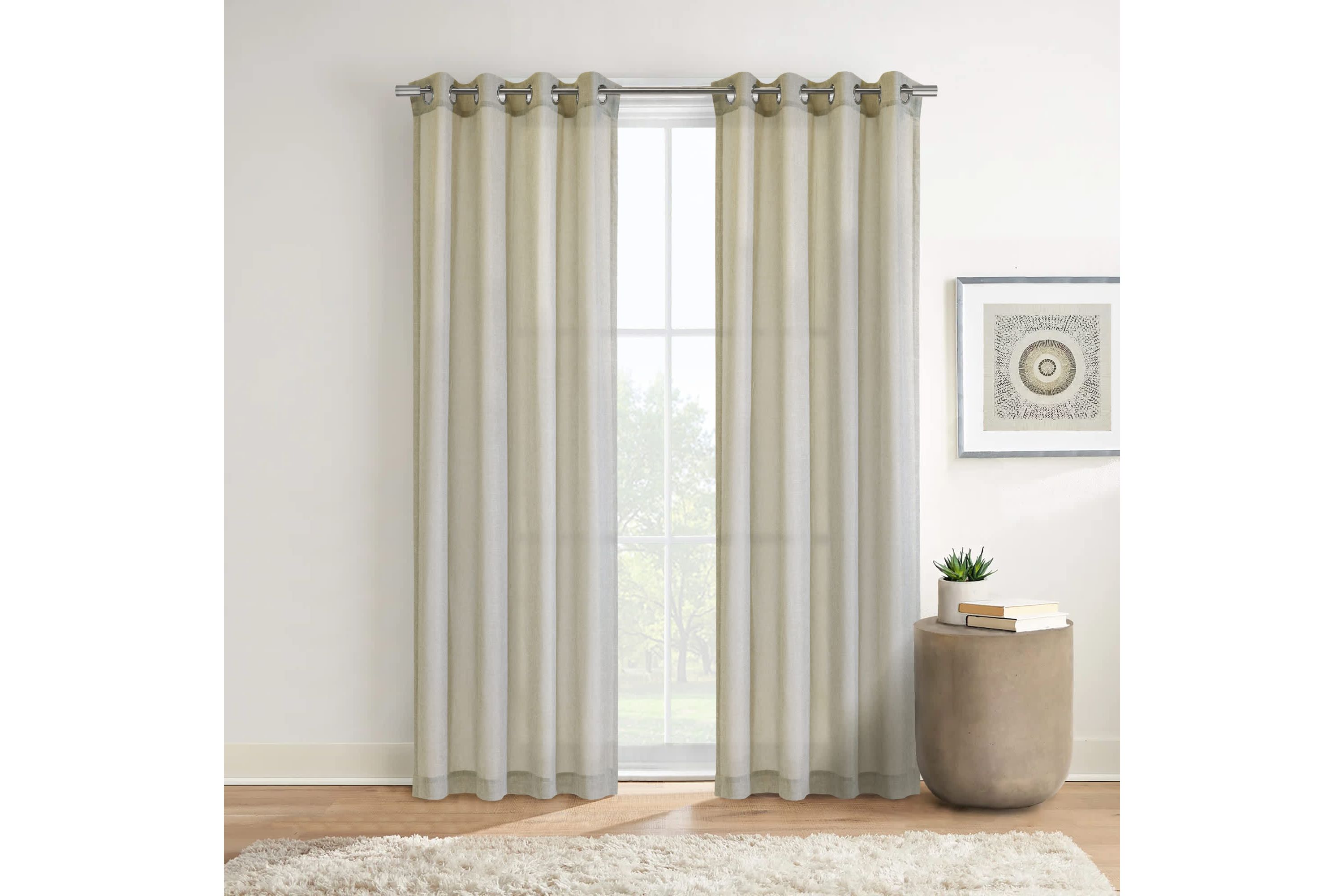 Limbourg Light Filtering Grommet Curtain Panel 52 x 108 in Linen