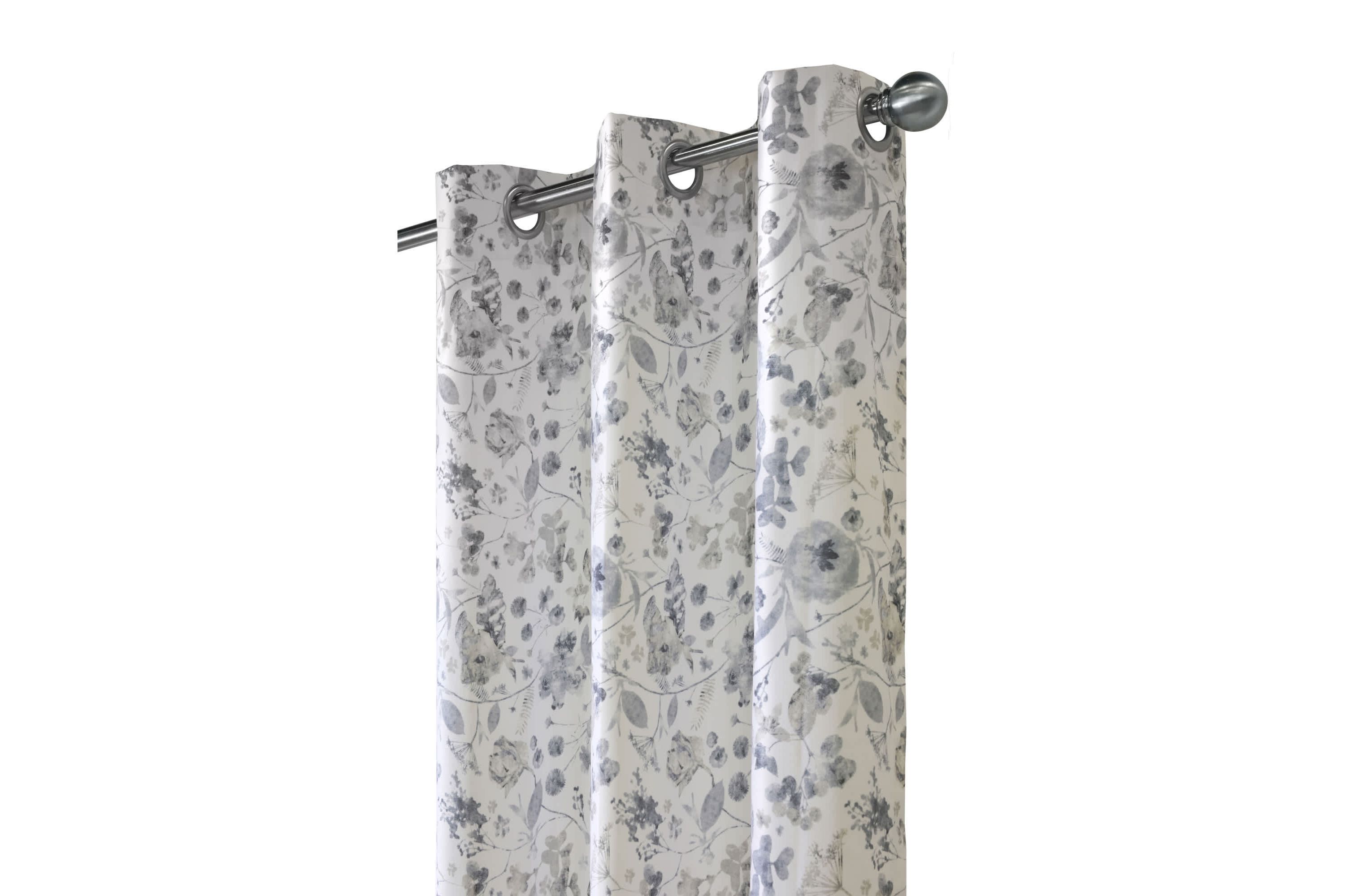 Flora Blackout Grommet Curtain Panel 52 x 95 in Silver