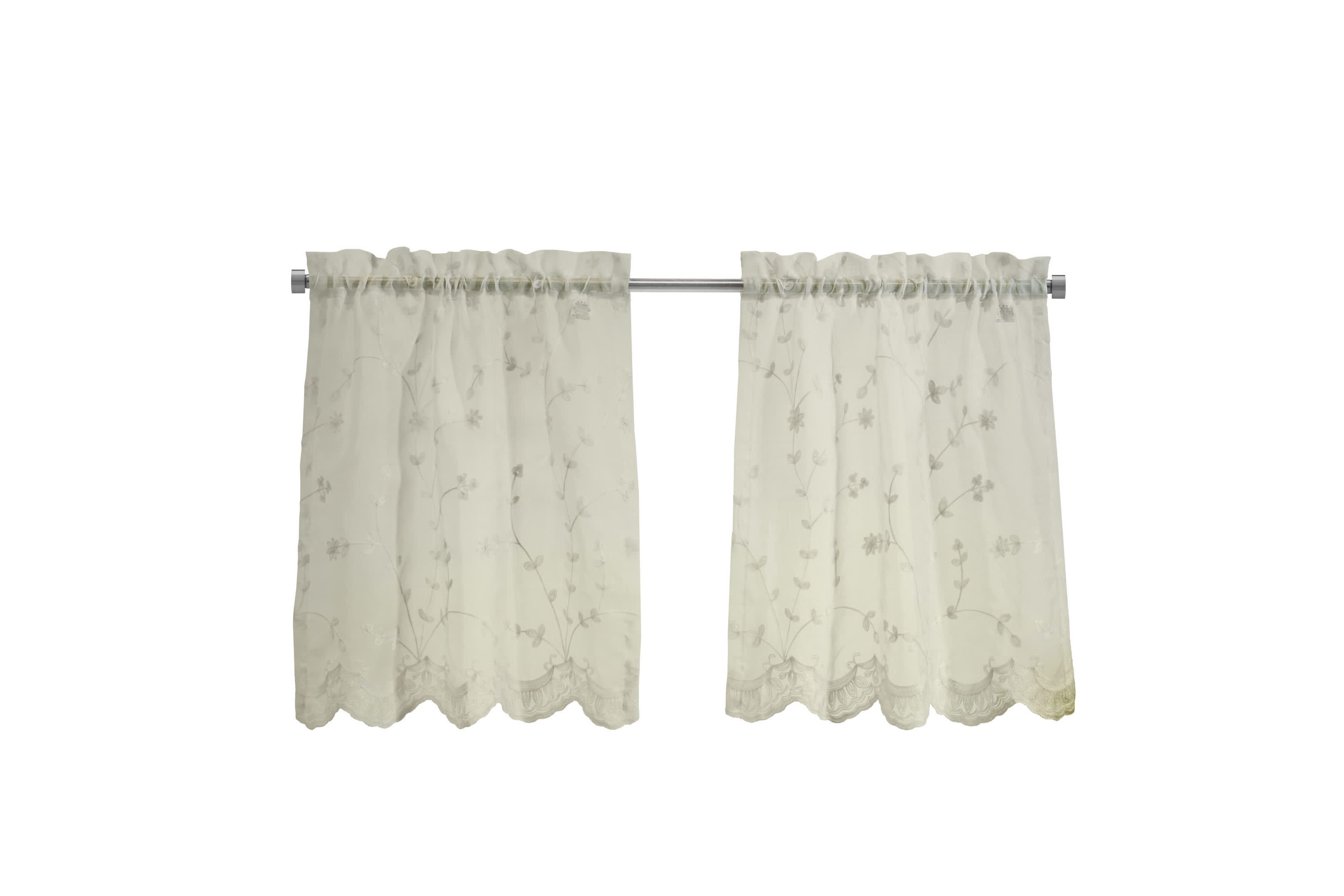 Grandeur Sheer Pole Top Curtain Tiers 52 x 36 in White