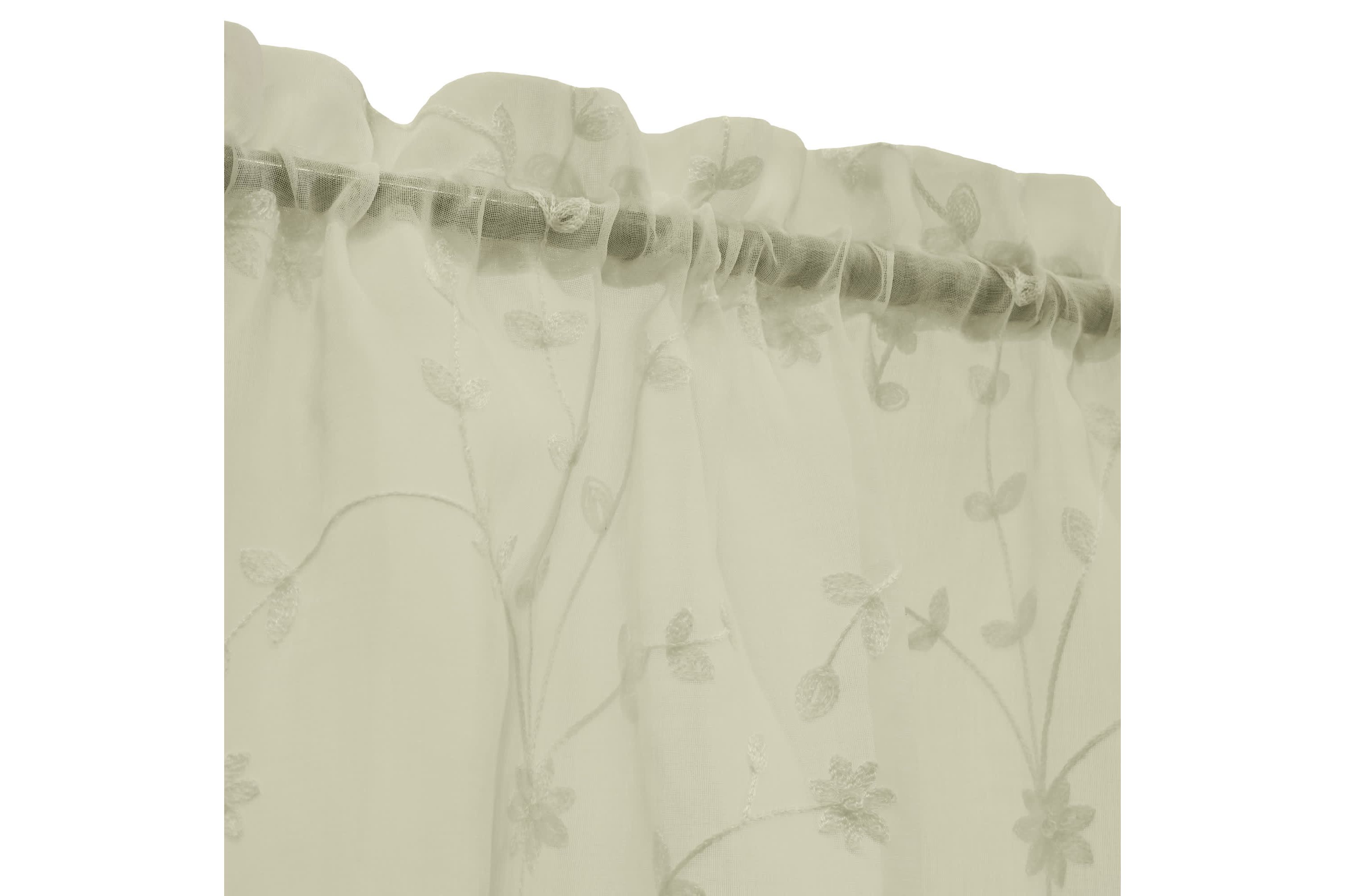 Grandeur Sheer Pole Top Curtain Tiers 52 x 36 in White