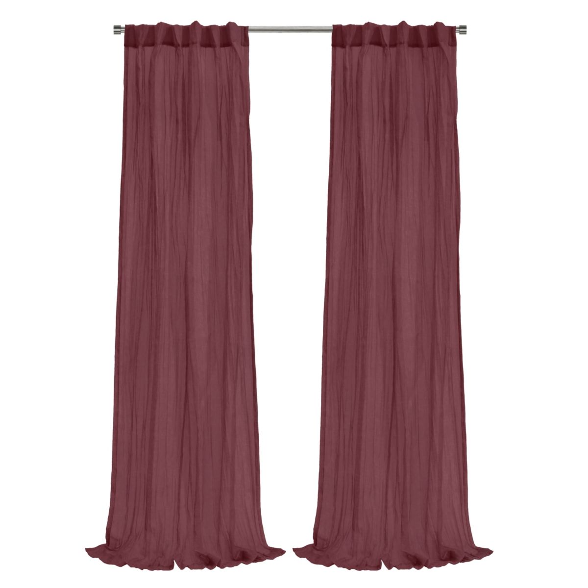 Paloma Sheer Dual Header Curtain Panel 52 x 95 in Burgundy