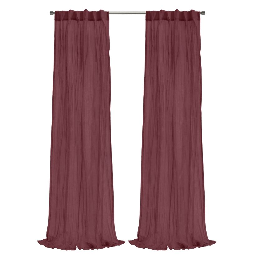 Paloma Sheer Dual Header Curtain Panel 52 x 95 in Burgundy