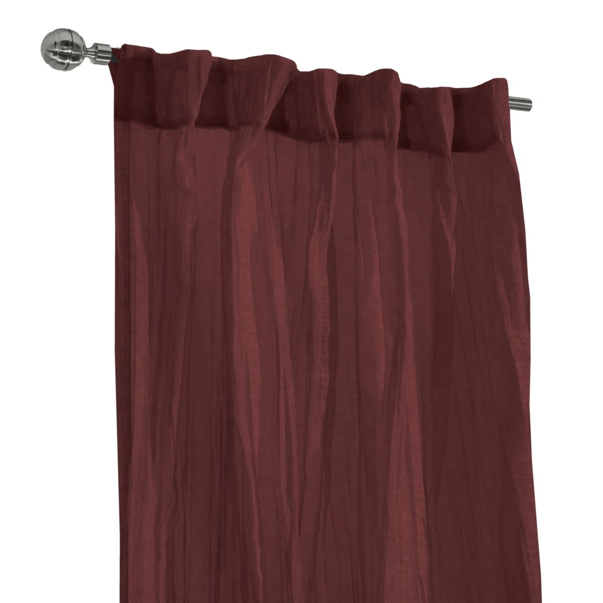 Paloma Sheer Dual Header Curtain Panel 52 x 95 in Burgundy