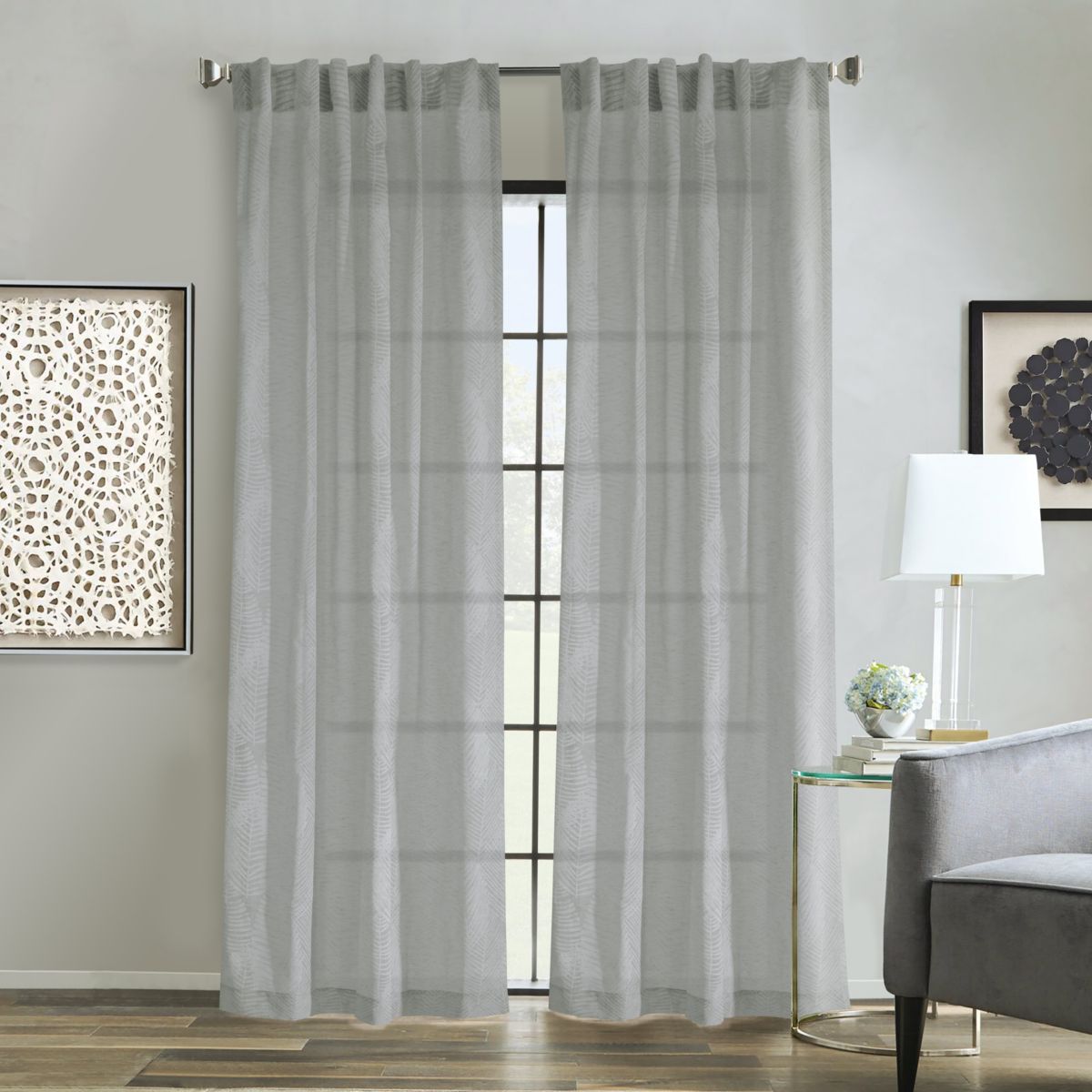 Trenton Light Filtering Dual Header Curtain Panel 52 x 84 in Grey