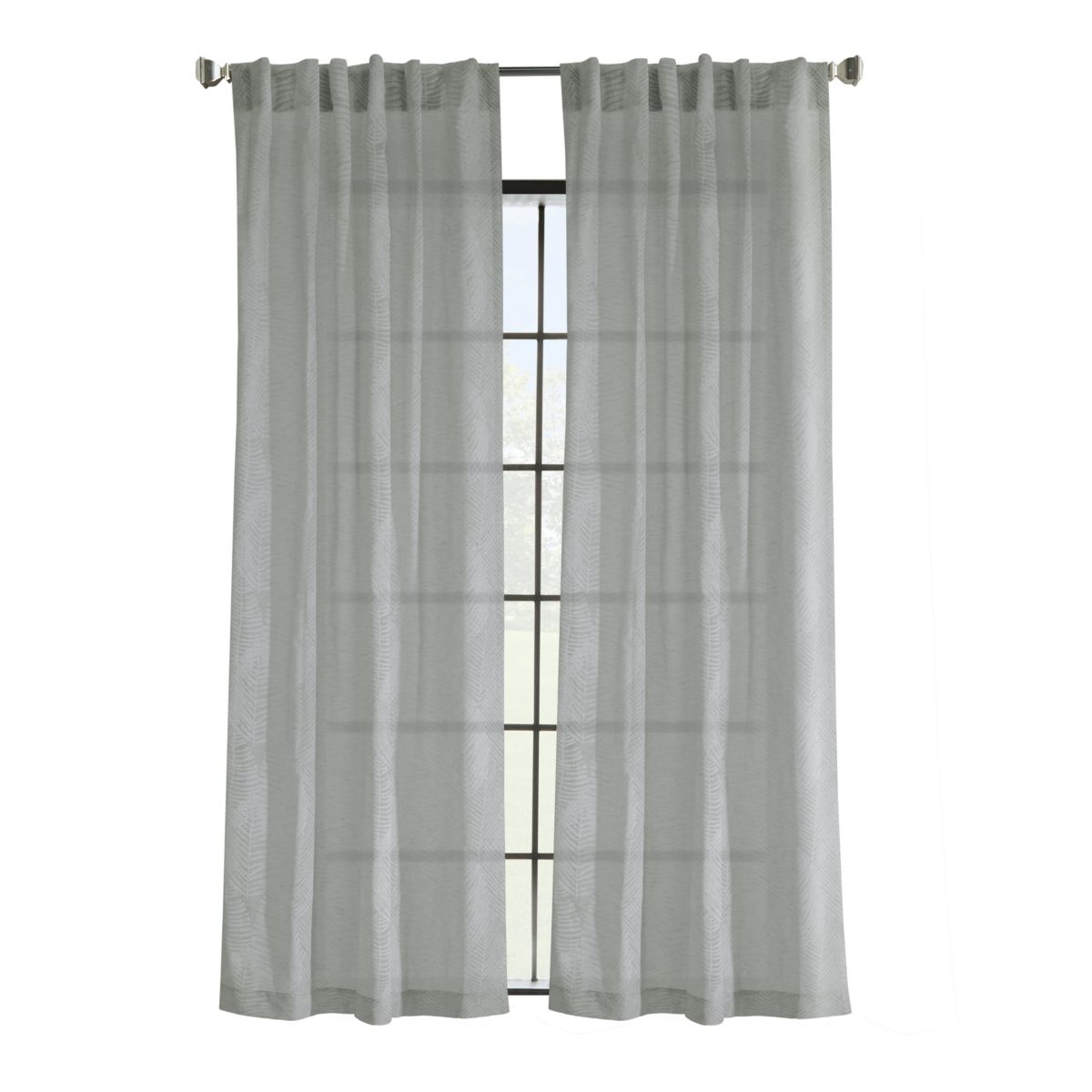 Trenton Light Filtering Dual Header Curtain Panel 52 x 84 in Grey