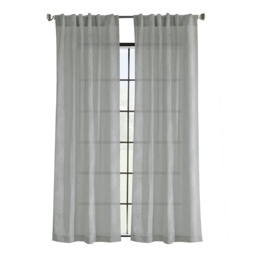 Trenton Light Filtering Dual Header Curtain Panel 52 x 84 in Grey