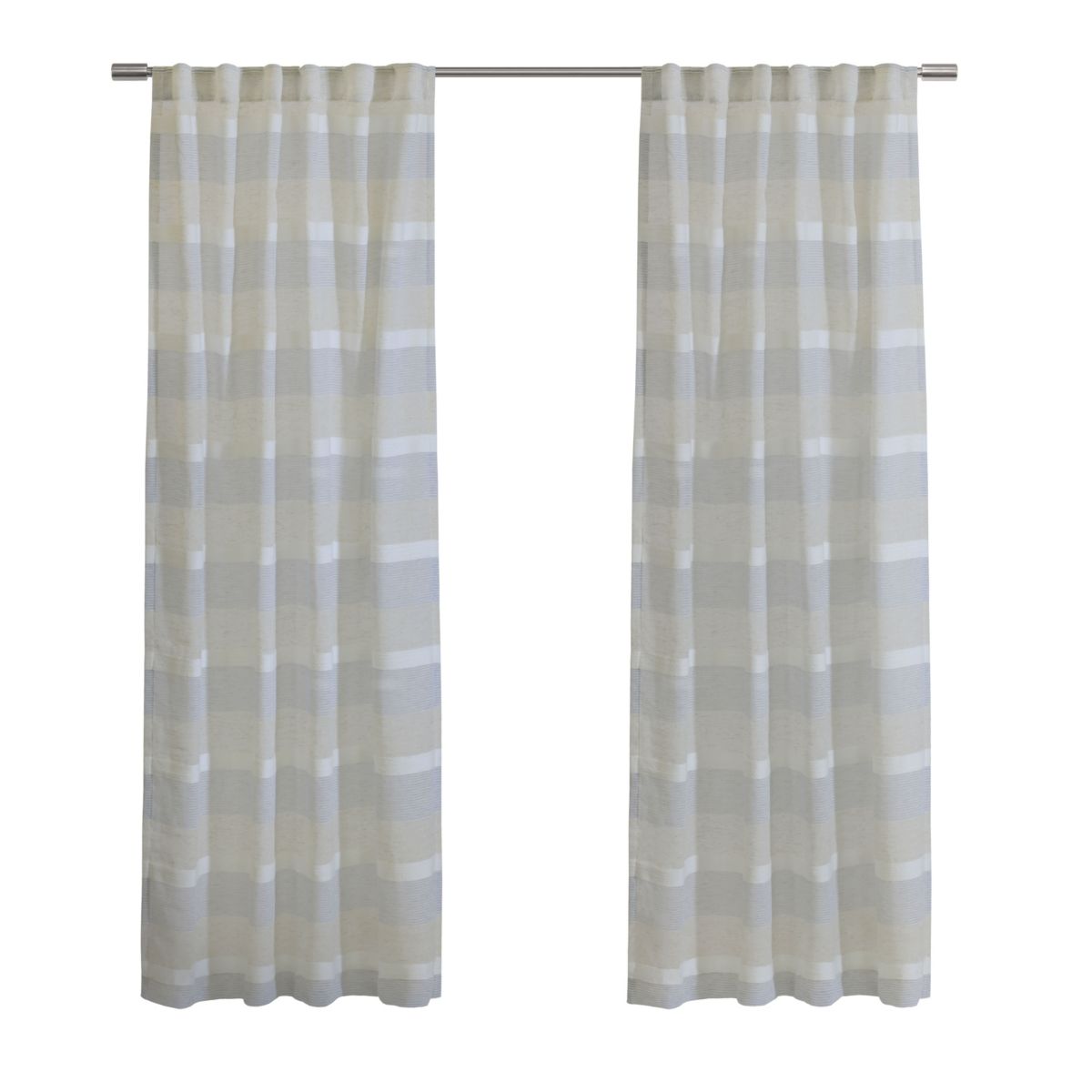 Nathan Light Filtering Dual Header Curtain Panel 52 x 63 in Blue
