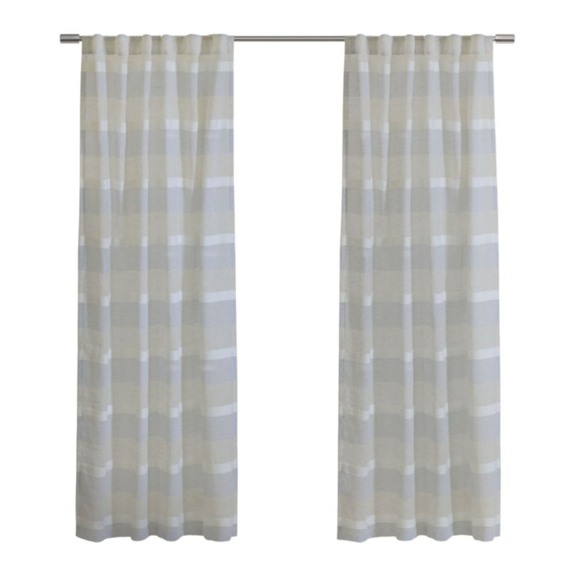 Nathan Light Filtering Dual Header Curtain Panel 52 x 63 in Blue