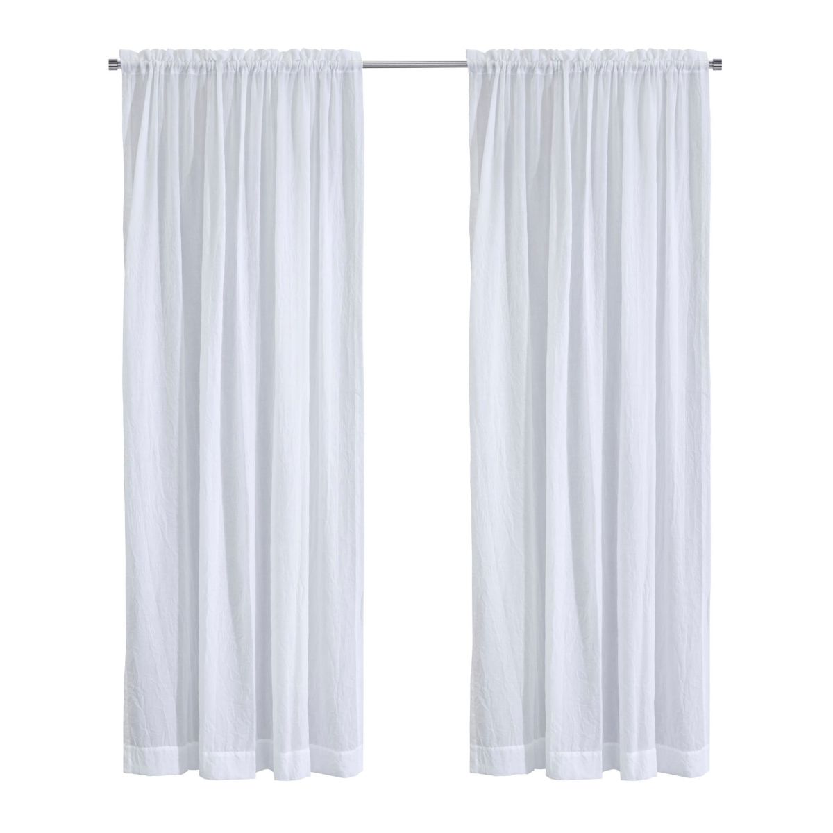 Crushed Sheer Tab Top Curtain Panel 52 x 84 in White