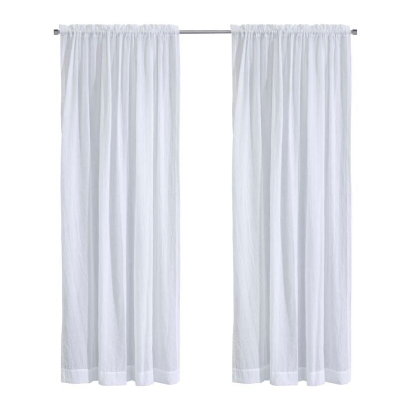 Crushed Sheer Tab Top Curtain Panel 52 x 84 in White