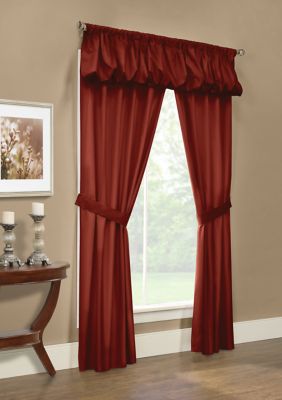 Commonwealth Home Fashions Prescott 5 Piece Curtain Set, Burgundy, 63 Length