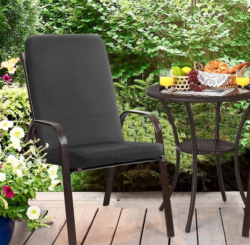 Ebony Outdoor High Back Cushion 20 x 45 in Solid Black