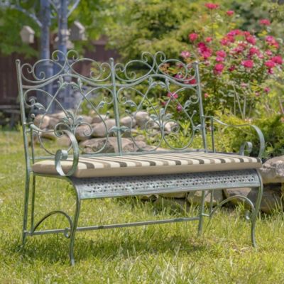 Commonwealth Home Fashions Nature Outdoor Stripe Printed Bench Seat Cushion 60 x 18 in Taupe