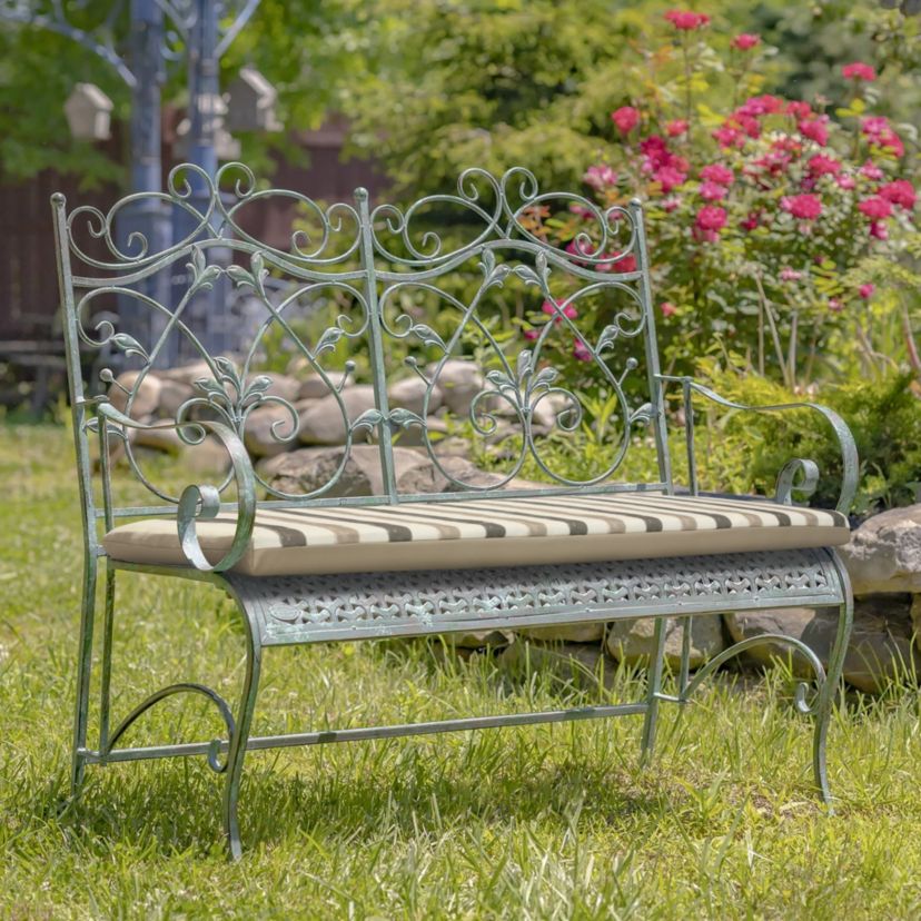 Nature Outdoor Stripe Printed Bench Seat Cushion 60 x 18 in Taupe
