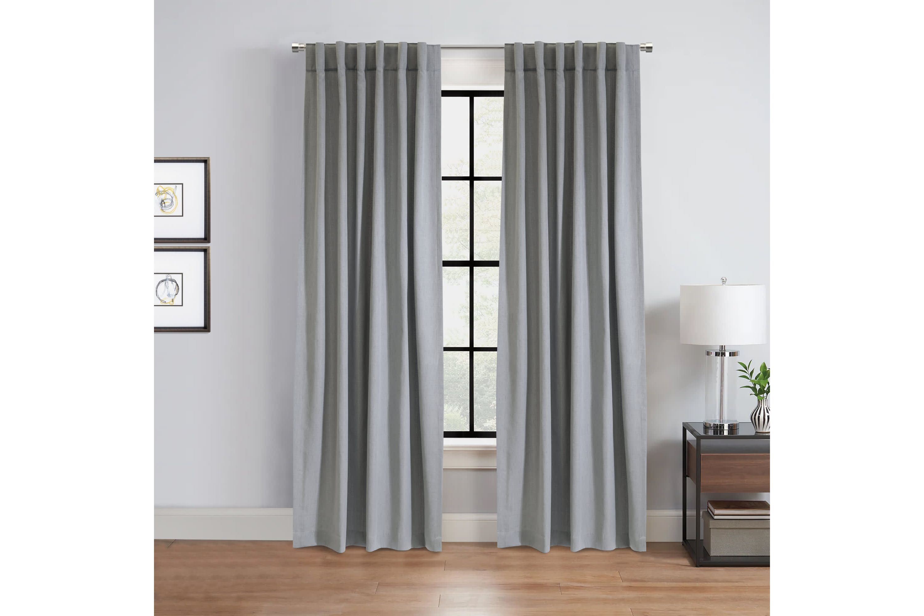 Mulberry Light Filtering Dual Header Curtain Panel 54 x 84 in Grey