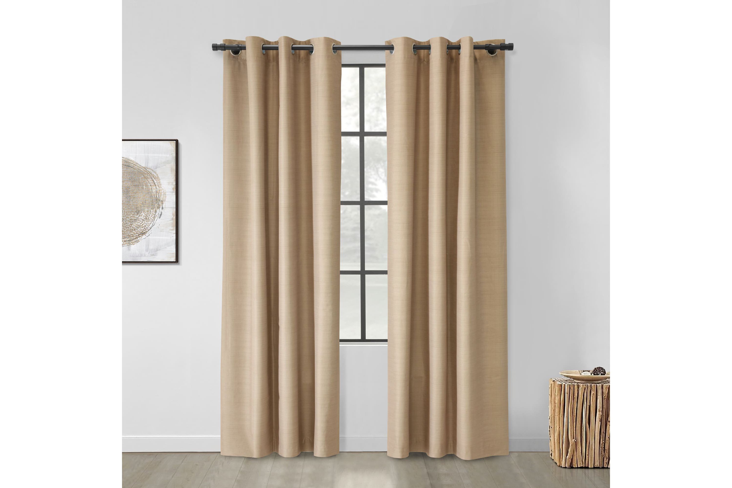 Blackout Curtain Rod Double Cap Finial Extendable 36 To 72 in Black