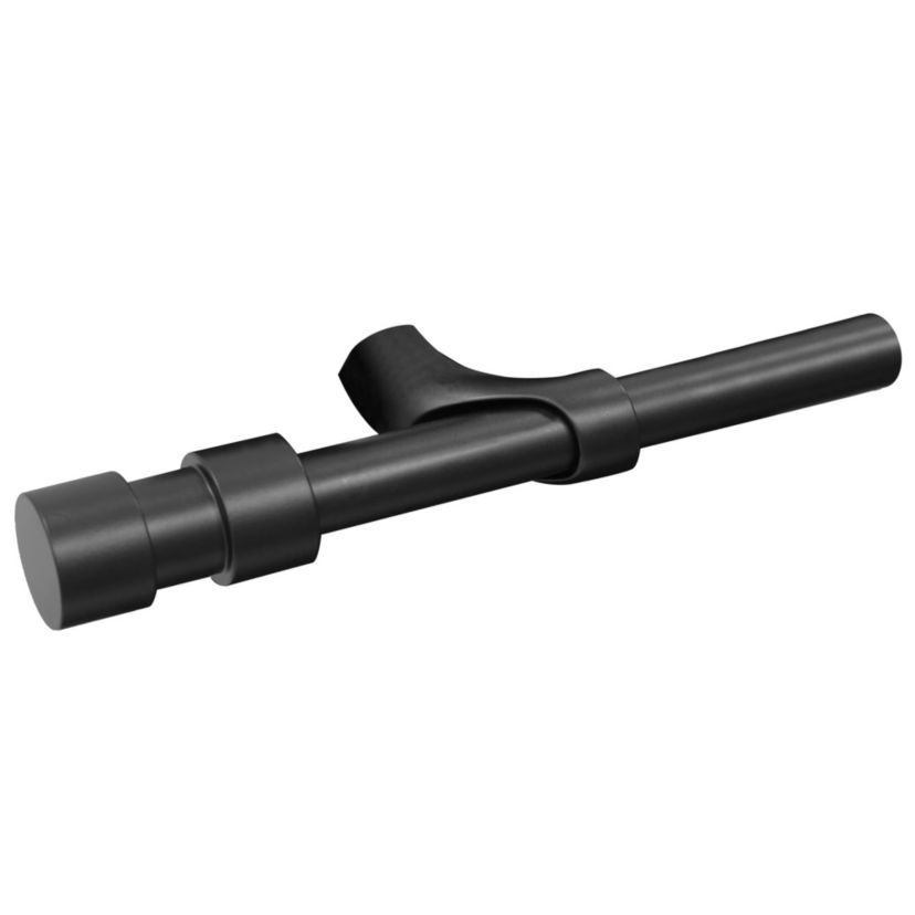 Blackout Curtain Rod Double Cap Finial Extendable 36 To 72 in Black