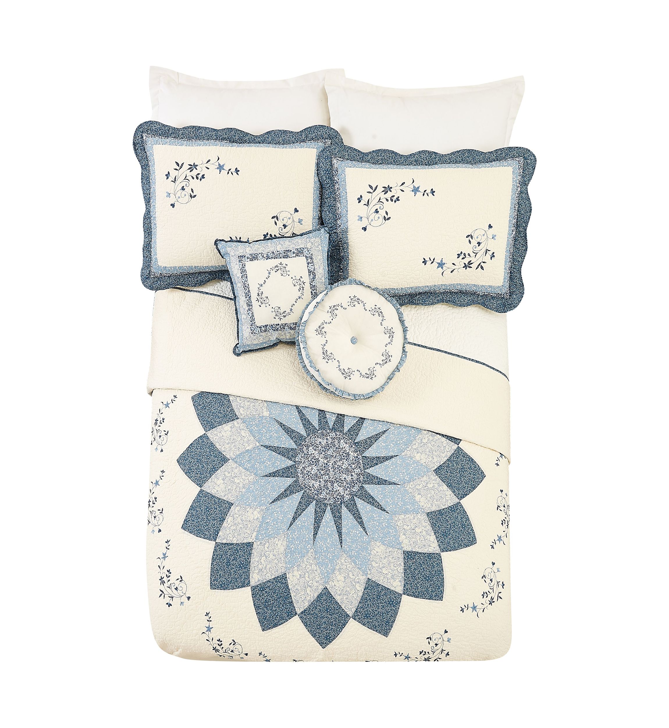 Charlotte Round Embroidered Decorative Pillow