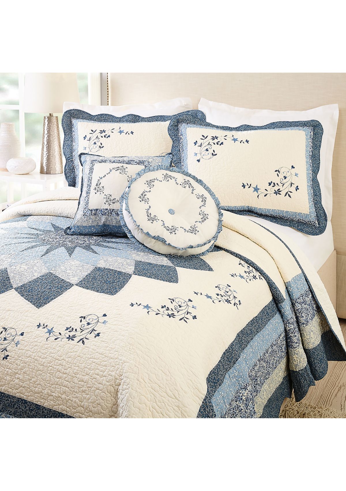 Charlotte Square Embroidered Decorative Pillow