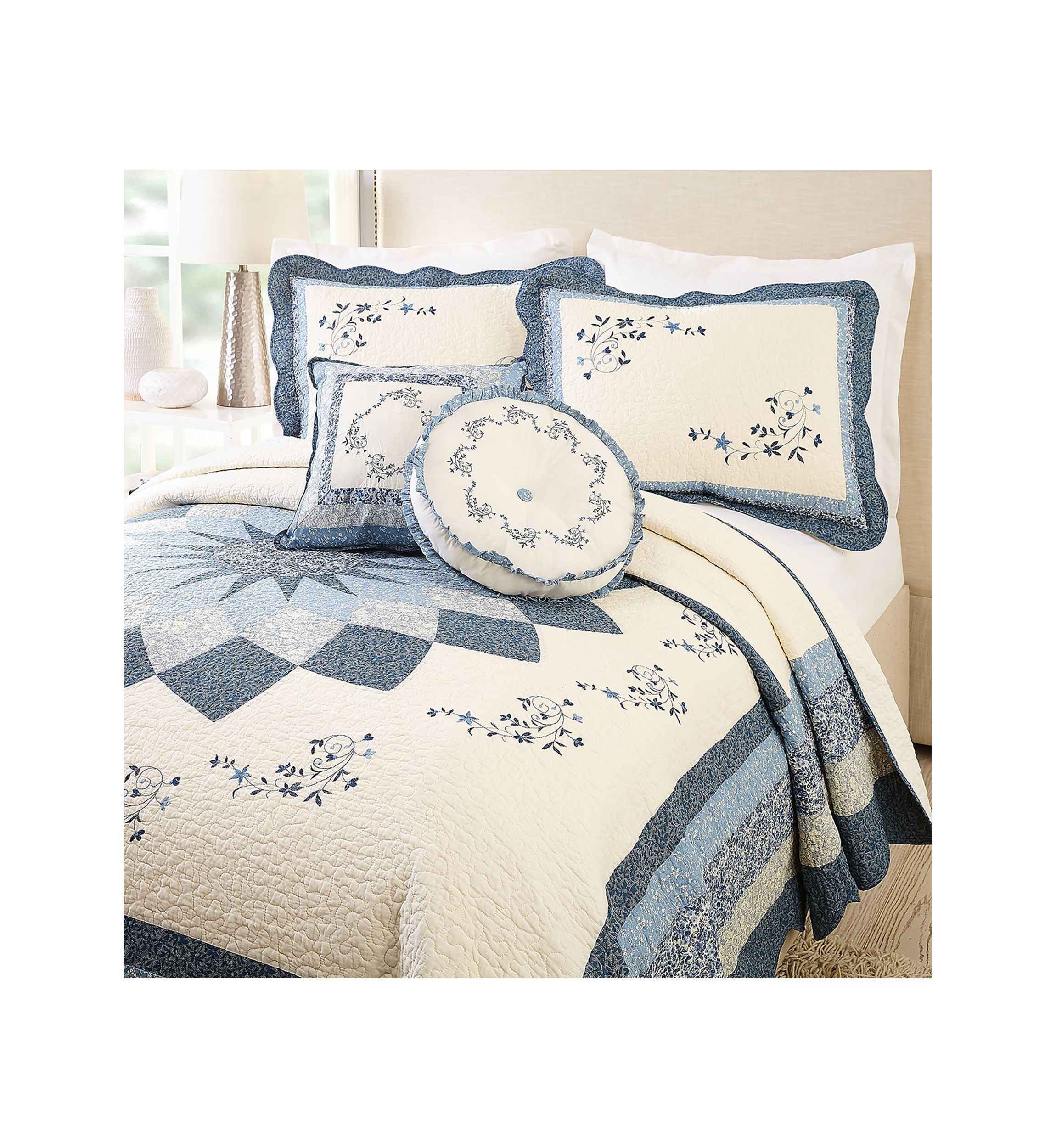 Charlotte Round Embroidered Decorative Pillow