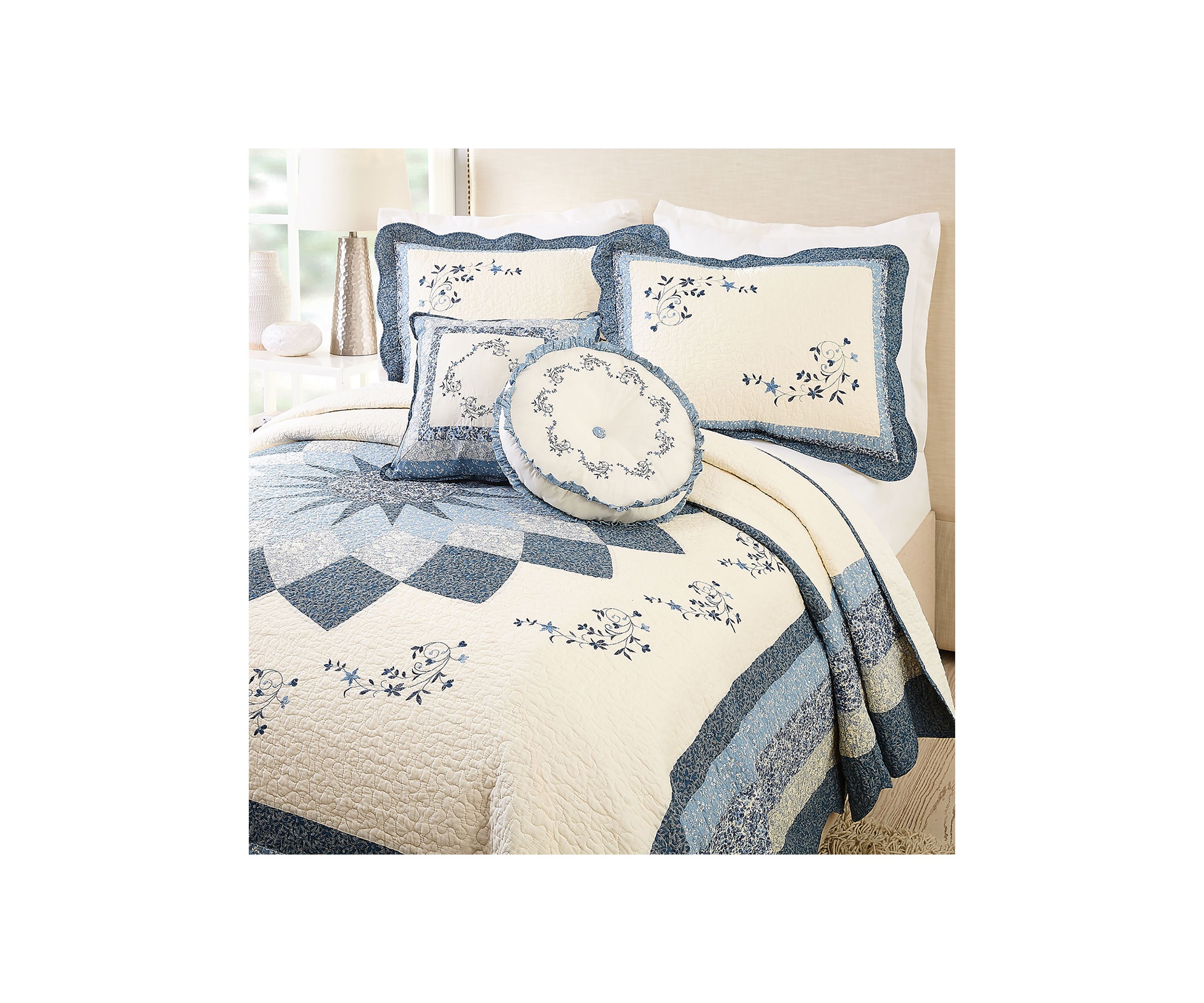 Charlotte Round Embroidered Decorative Pillow