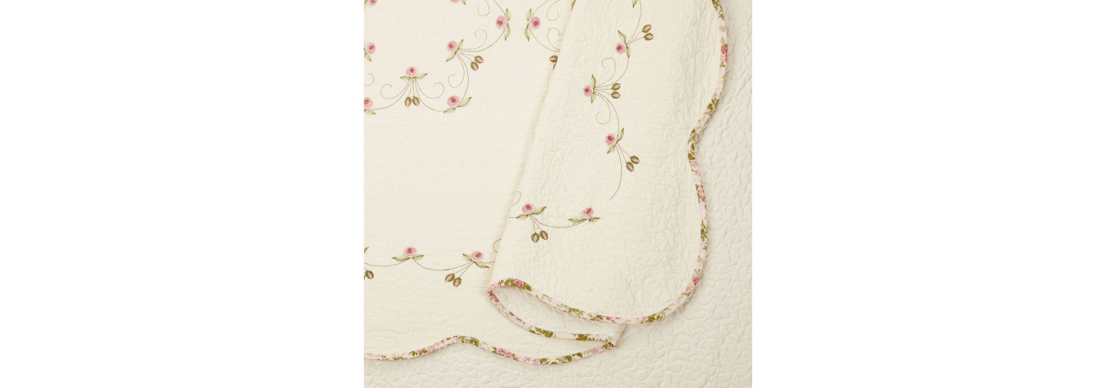 Felisa Floral Embroidered Quilt Set