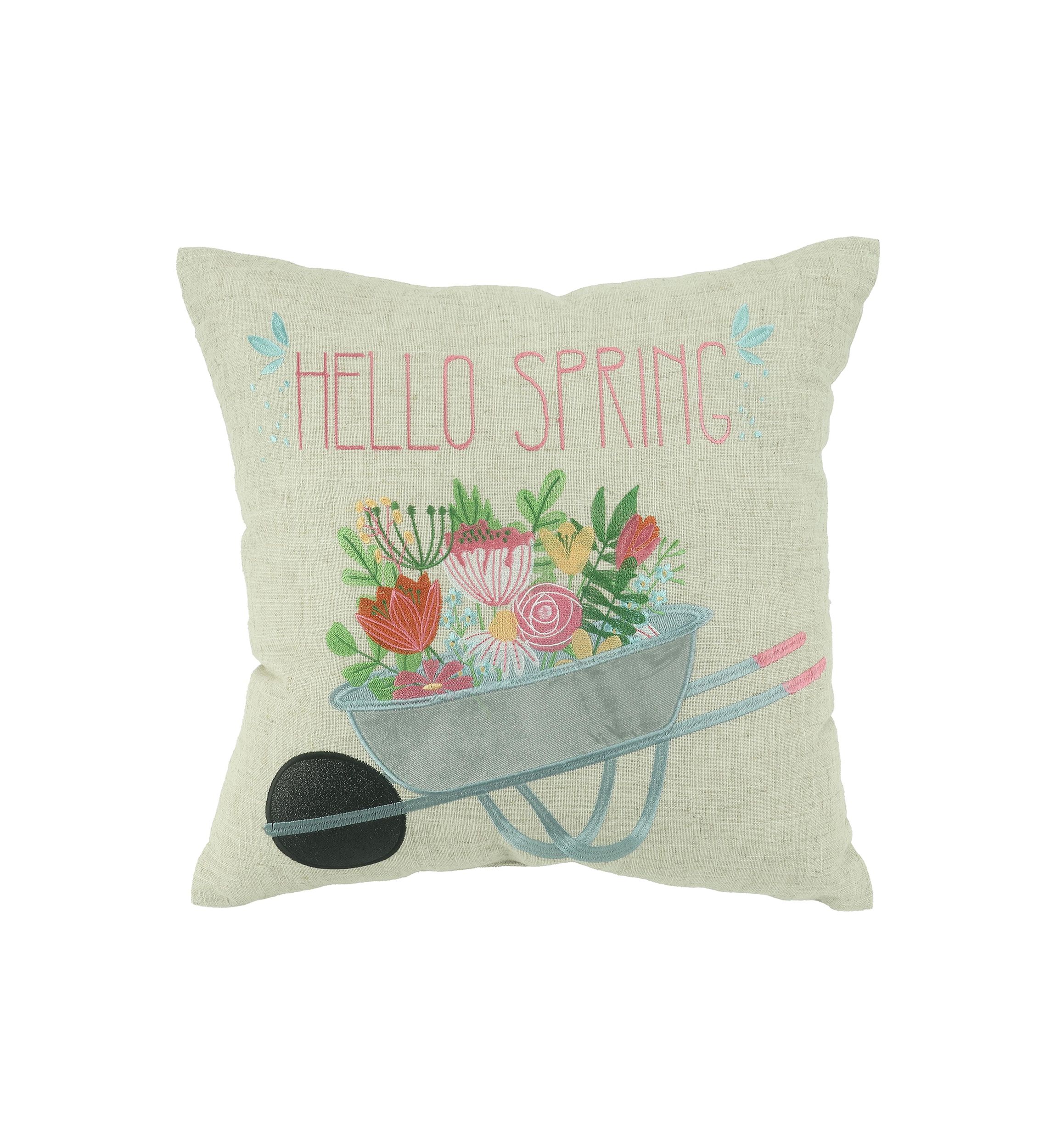 Spring Wheel Barrel Decorative Pillow