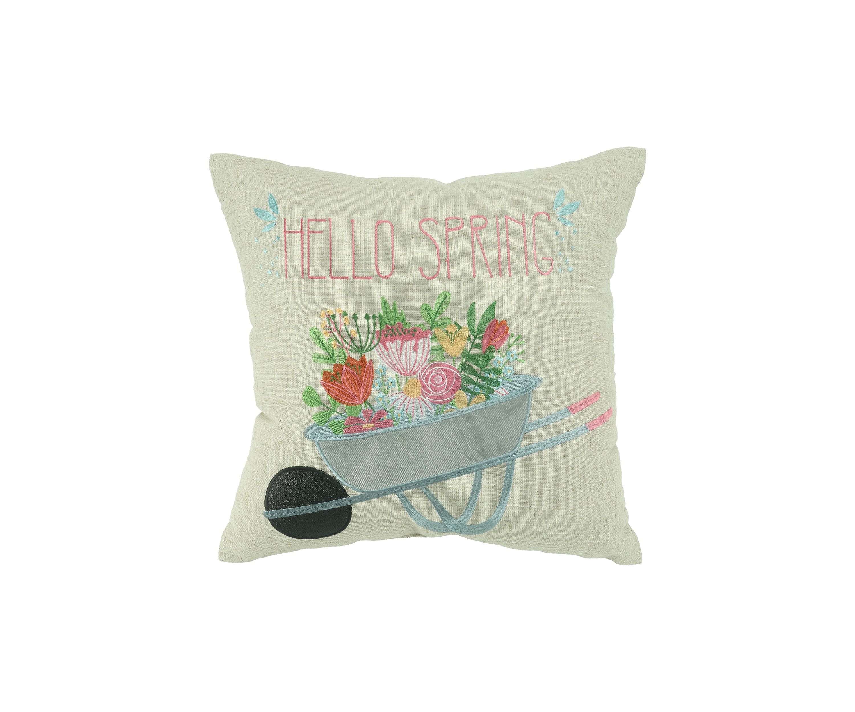 Spring Wheel Barrel Decorative Pillow