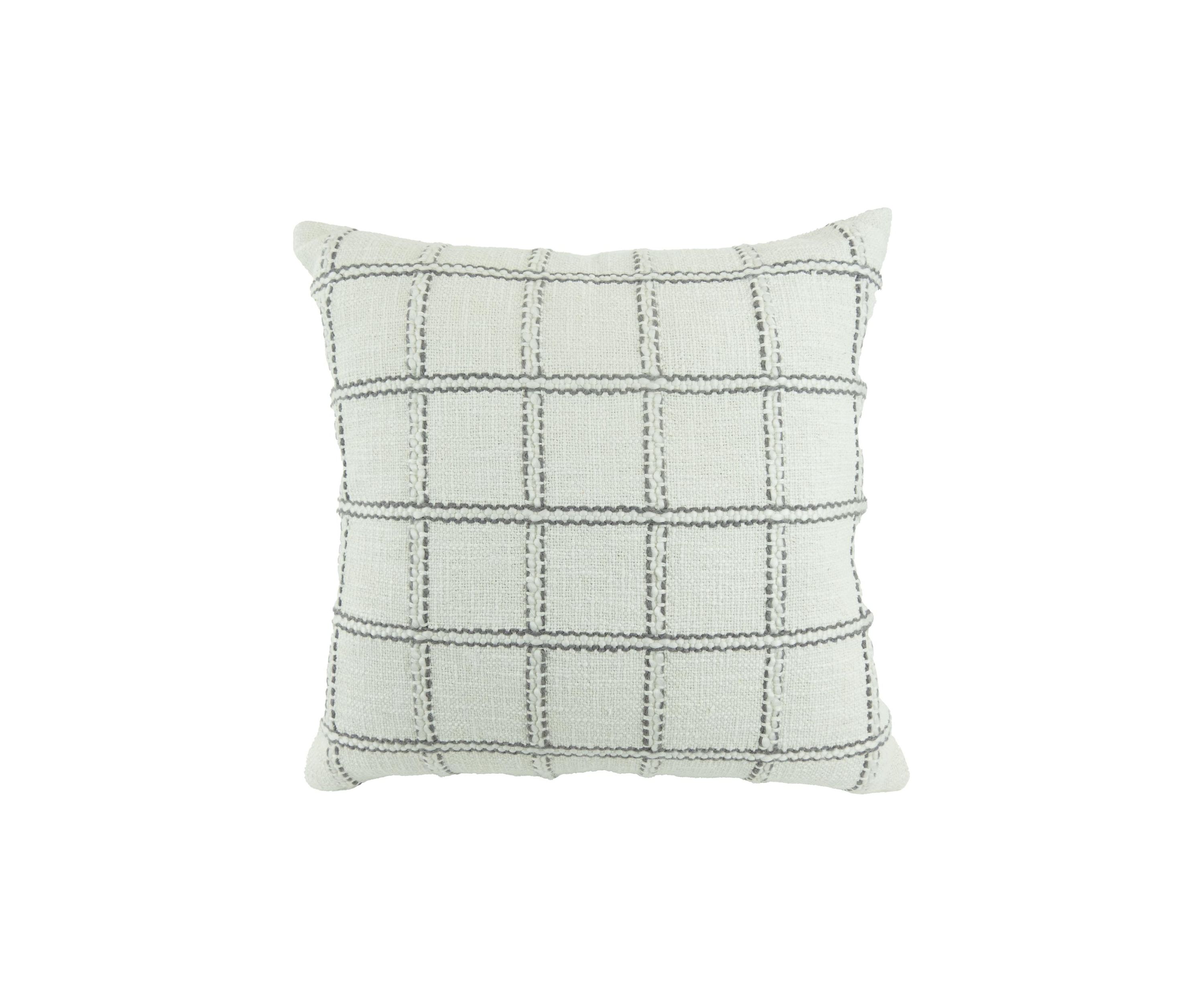 Grey Plaid Windowpane Throw Pillow