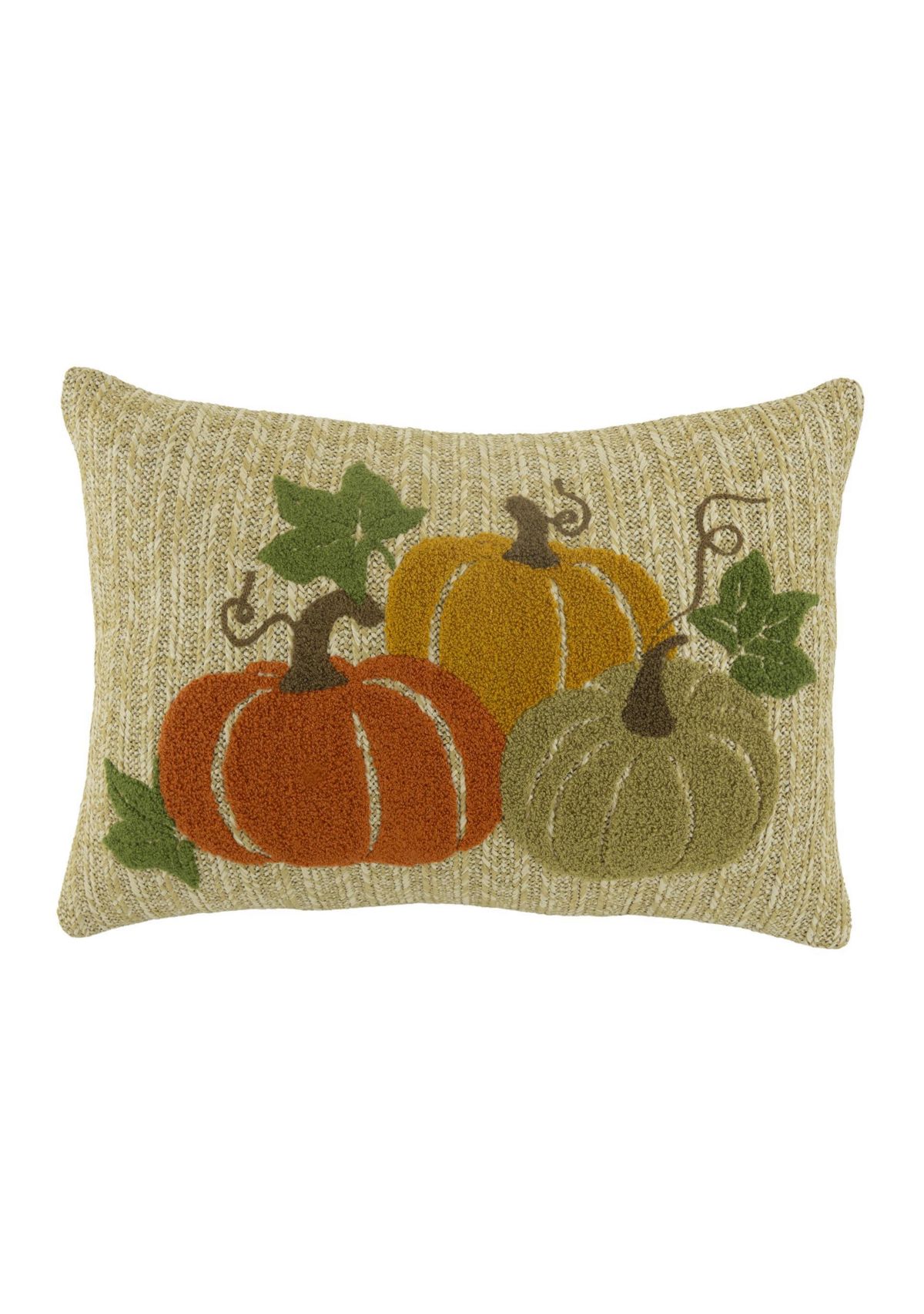 Embroidered Pumpkins Jute Throw Pillow