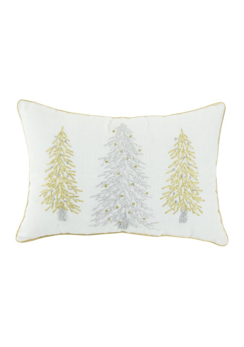 Gold Stitched Tree Sketch Pillow