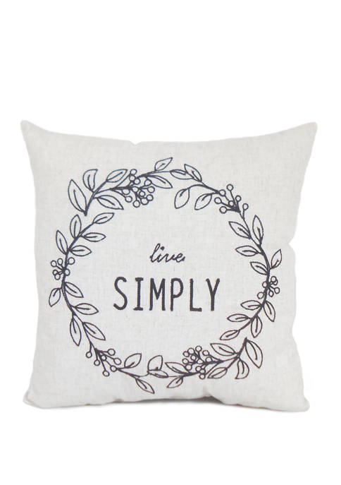 Live Simple Wreath Decorative Pillow 