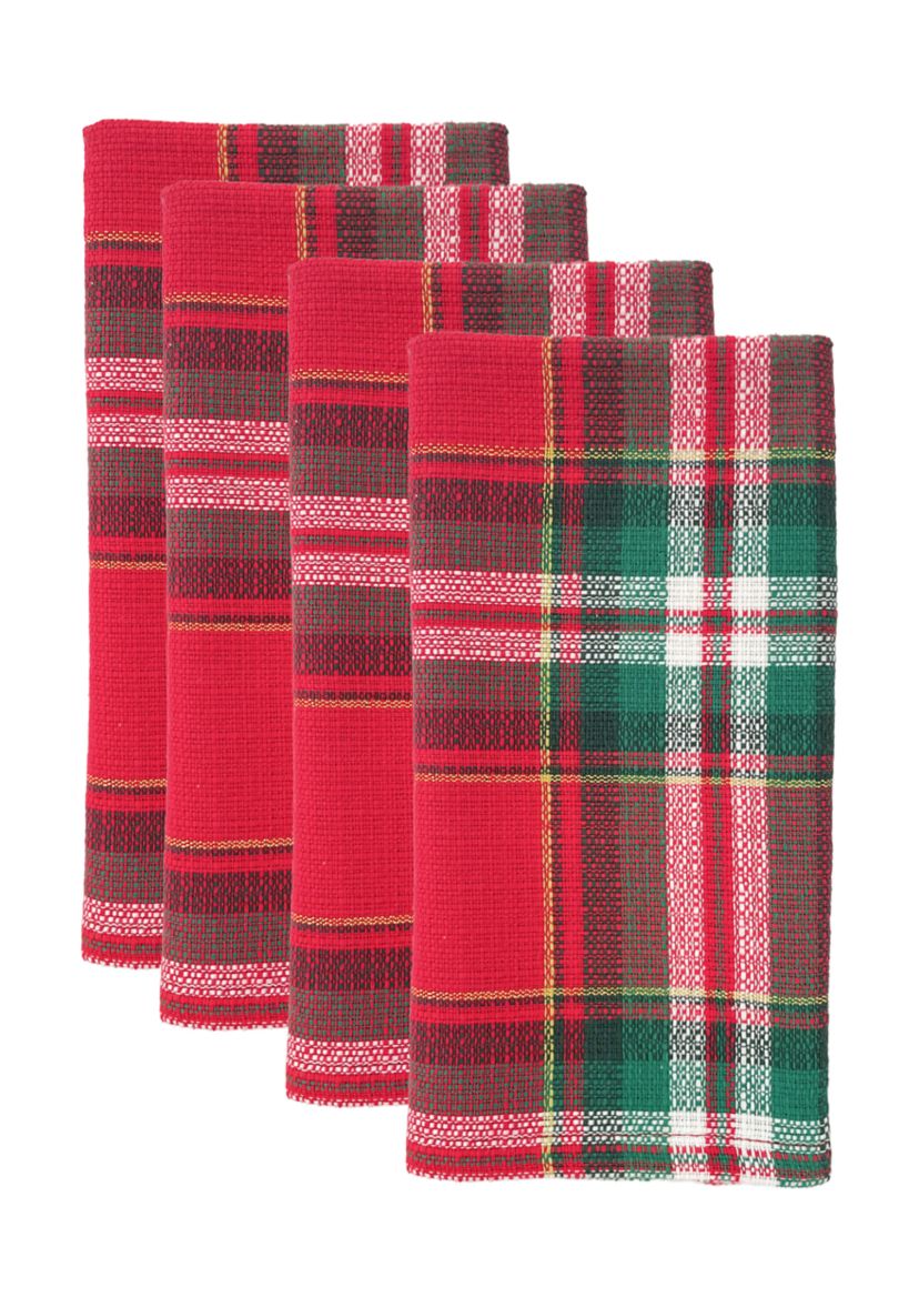 Holiday Plaid Woven Napkins - Set of 4