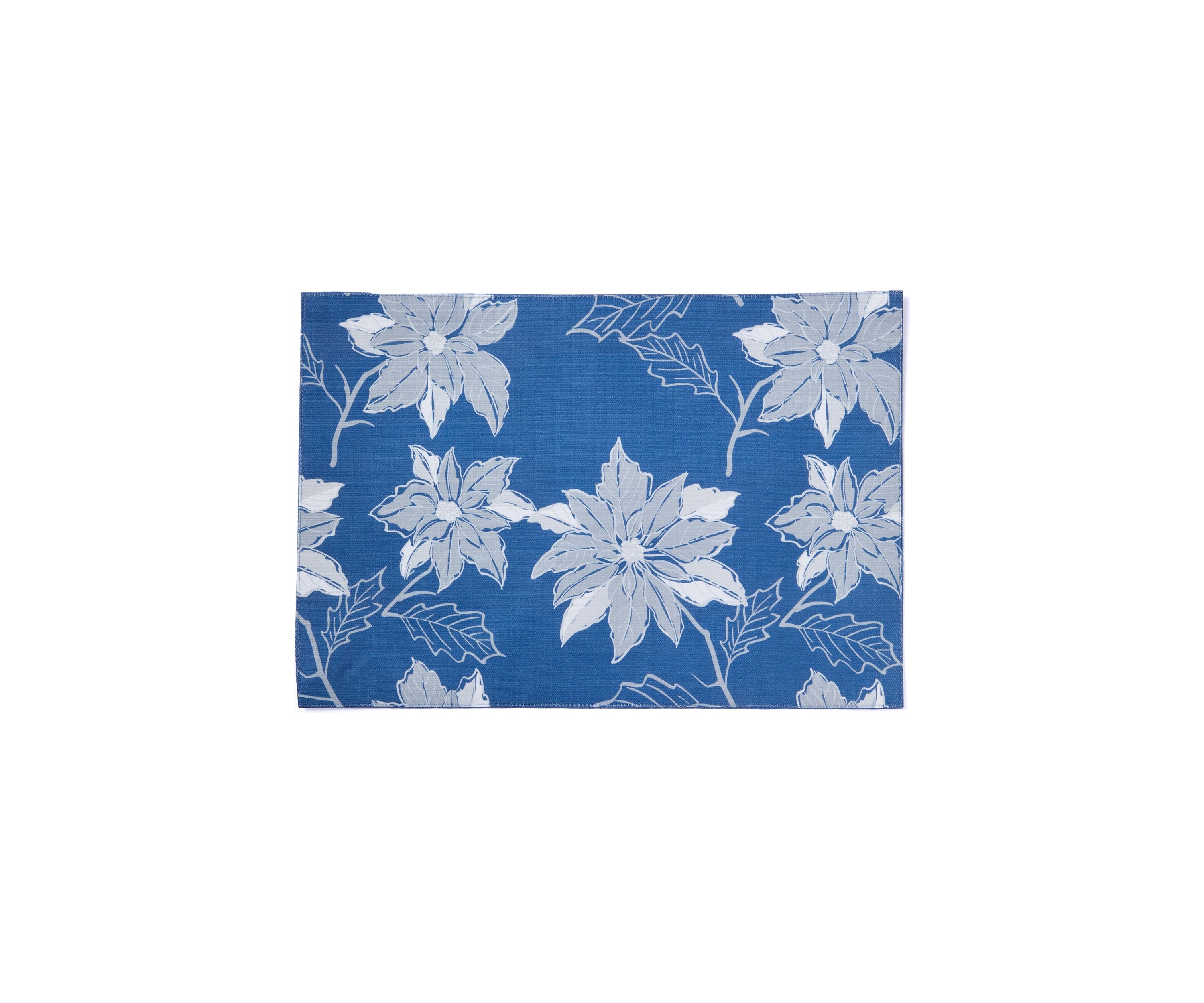 Poinsettia Silhouette Blue Placemat