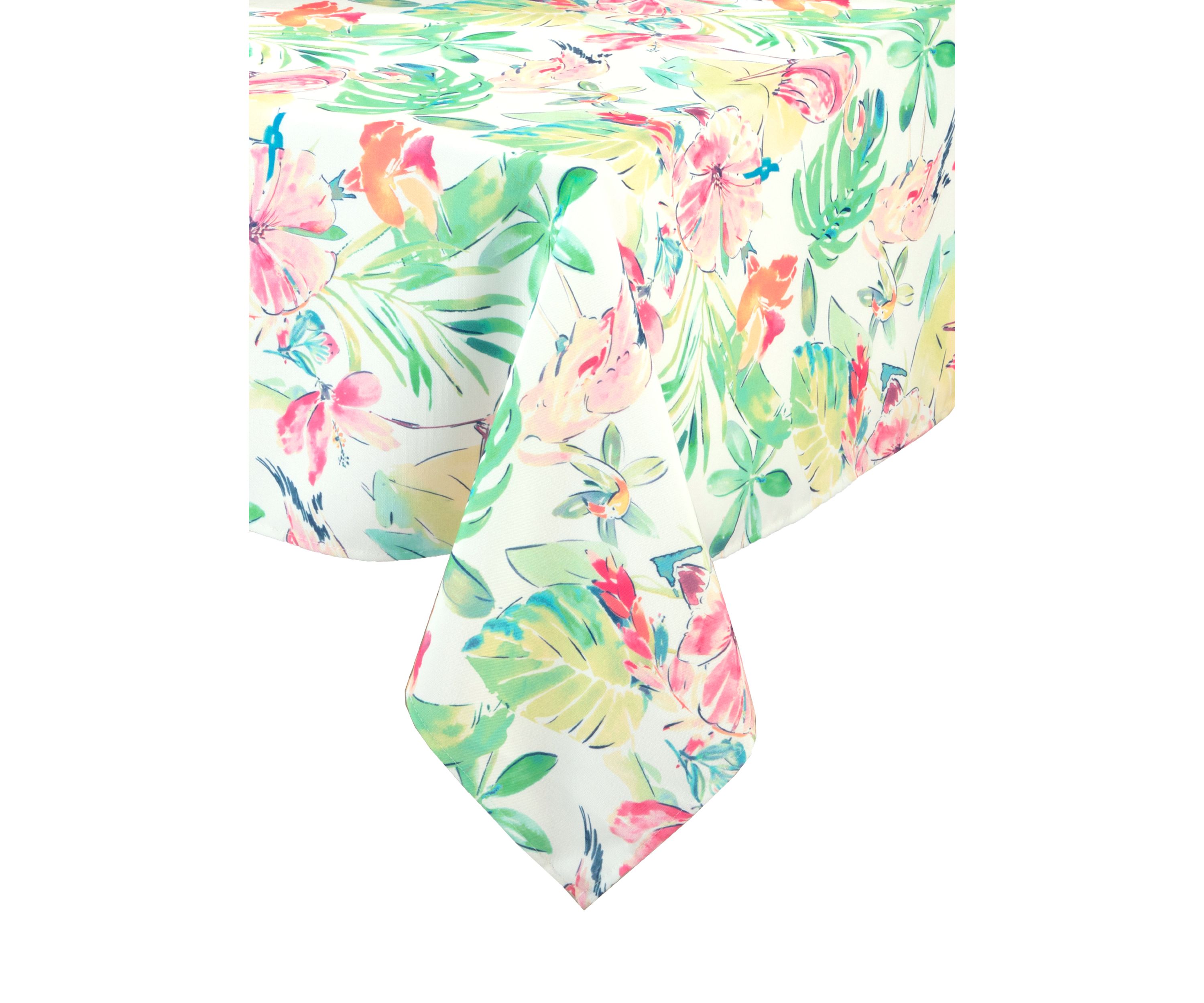 Flamingo Leaves Oblong Outdoor Tablecloth, 60" x 84" 