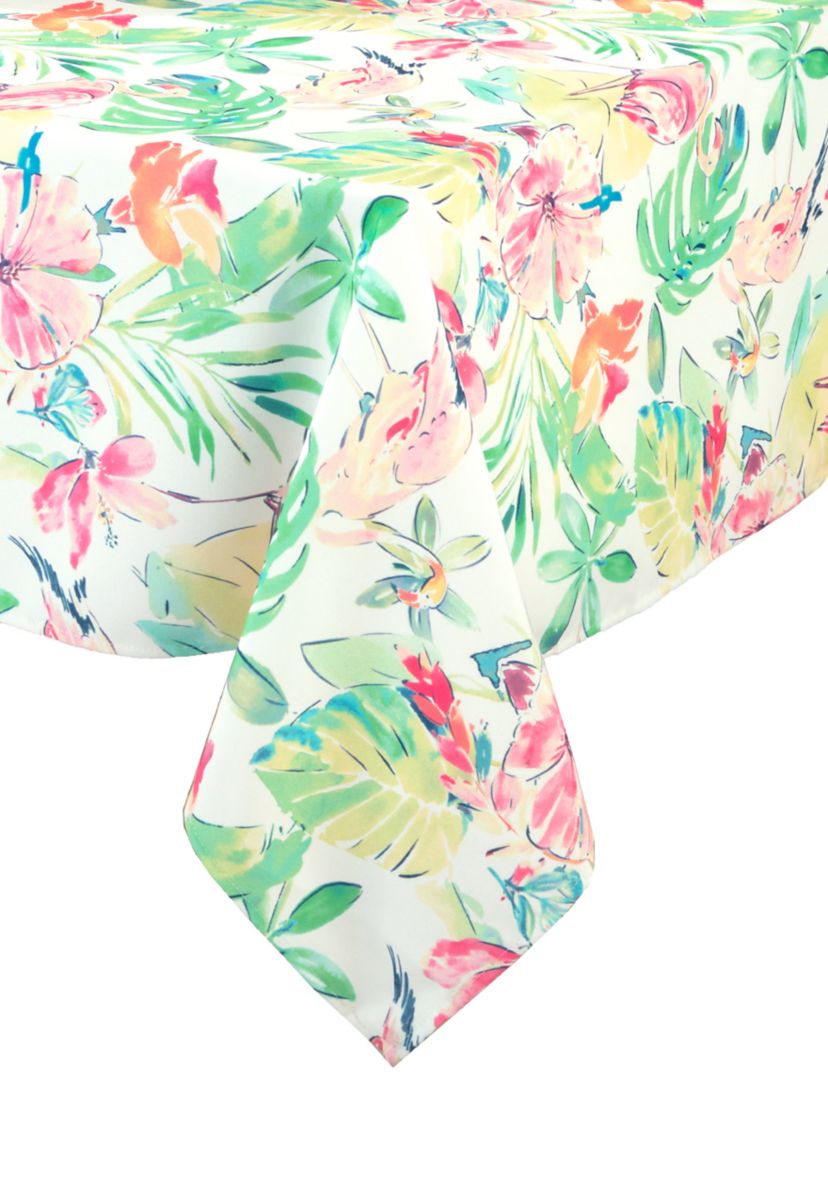Flamingo Leaves Oblong Outdoor Tablecloth, 60" x 84" 
